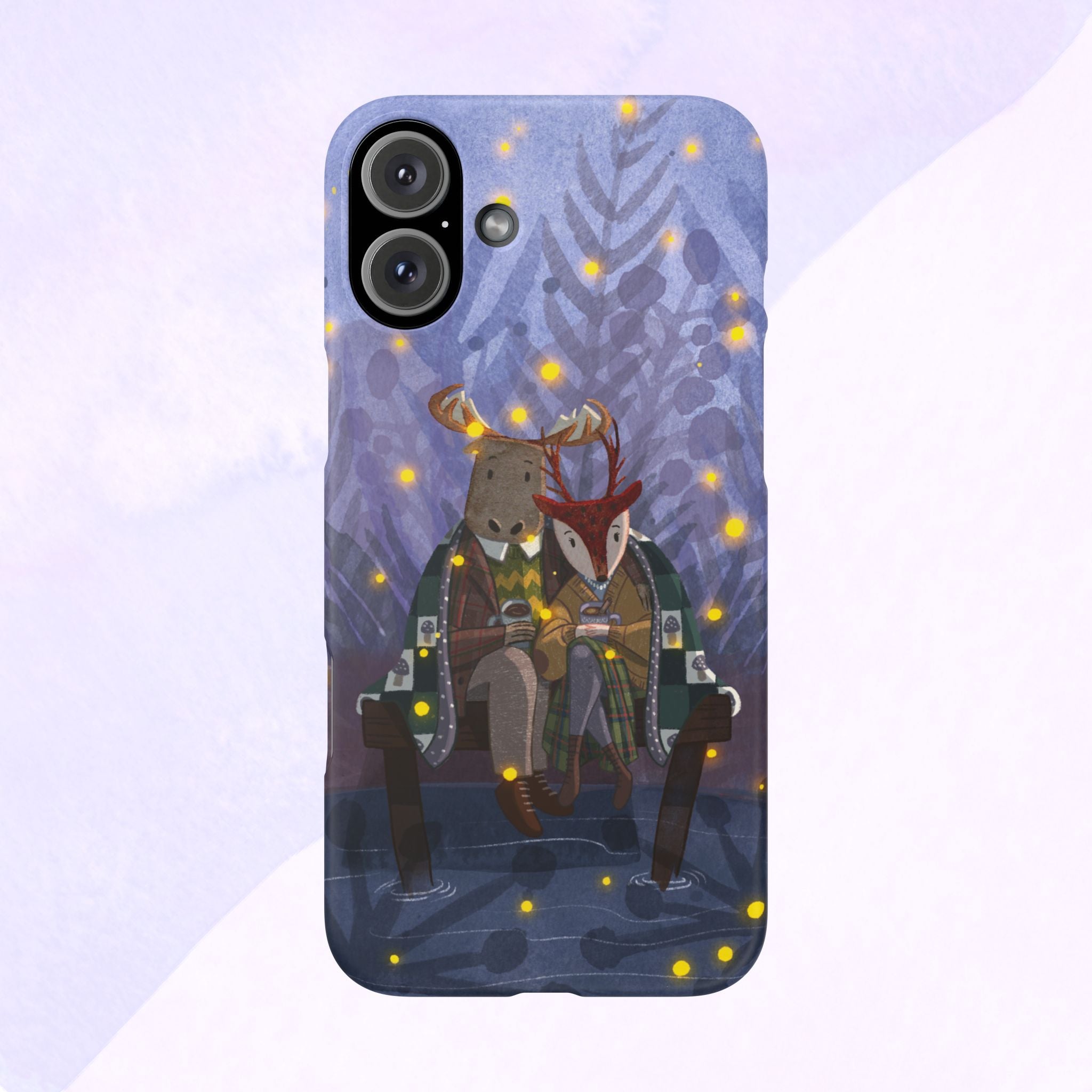Whimsical Animal Lovers Snap Cases - Cozy Phone Protection, Gift for Nature Lovers, Holiday Decor, Cute Character Design, Animal Couple