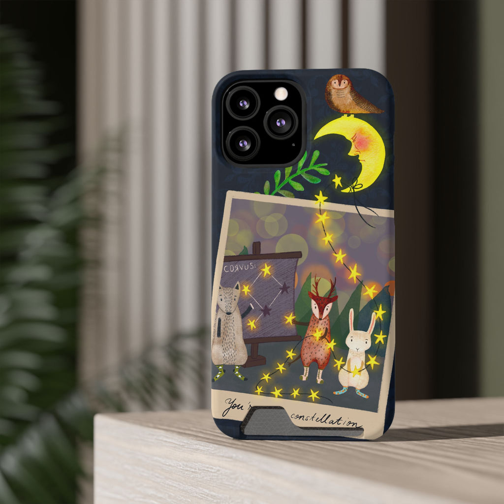 Woodland Astronomy Class Phone Case - Whimsical Forest Animals Learning Constellations - Cute iPhone 13/Samsung Case