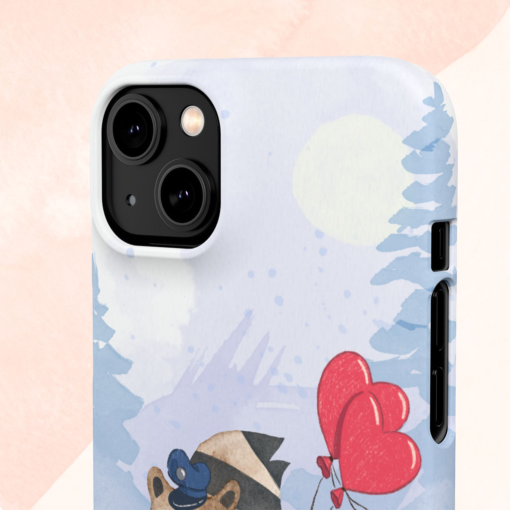 Whimsical Animal Snap Case with Love Balloons, Cute Phone Case, Valentine's Day Gift, Animal Lover Accessory, Creative Phone Cover