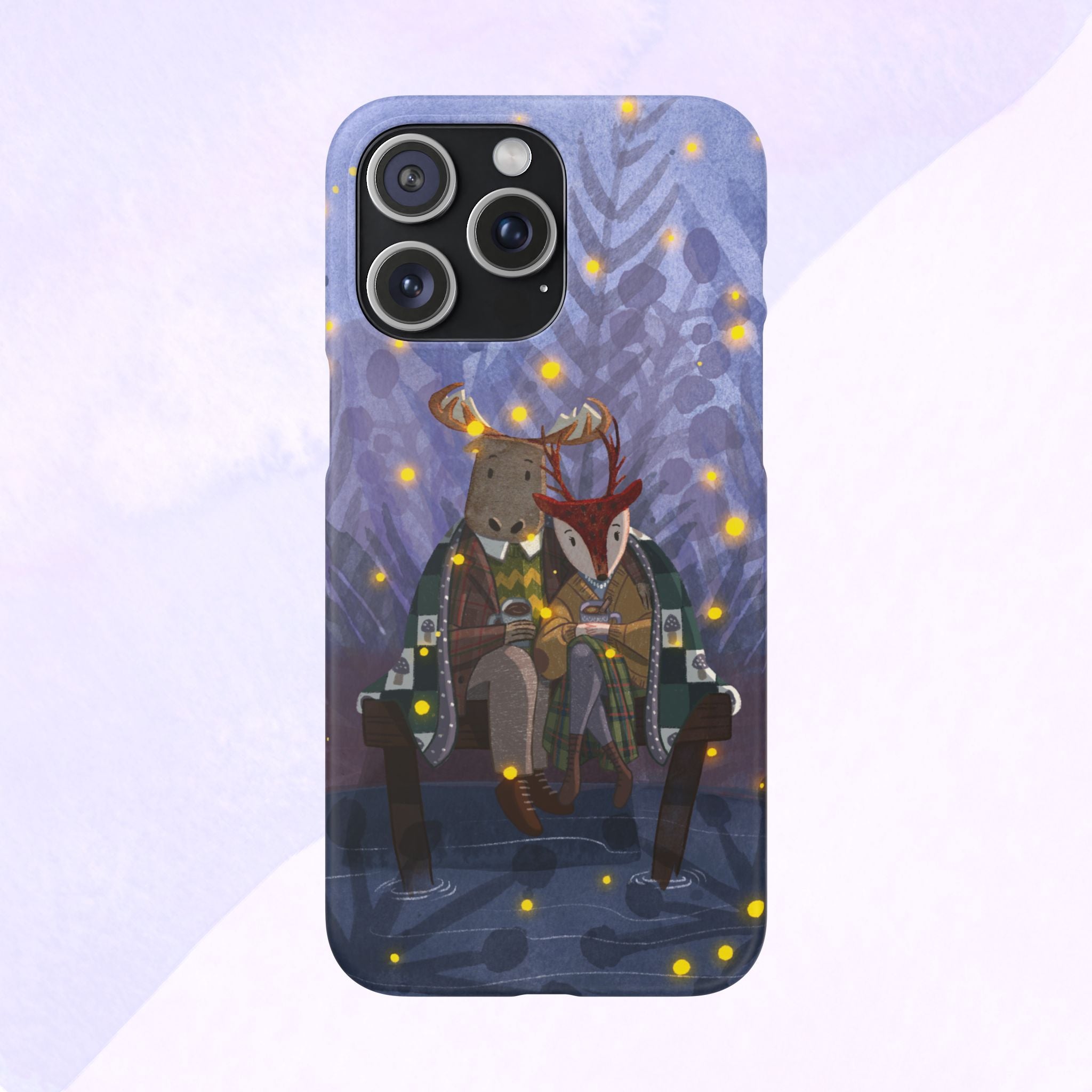 Whimsical Animal Lovers Snap Cases - Cozy Phone Protection, Gift for Nature Lovers, Holiday Decor, Cute Character Design, Animal Couple