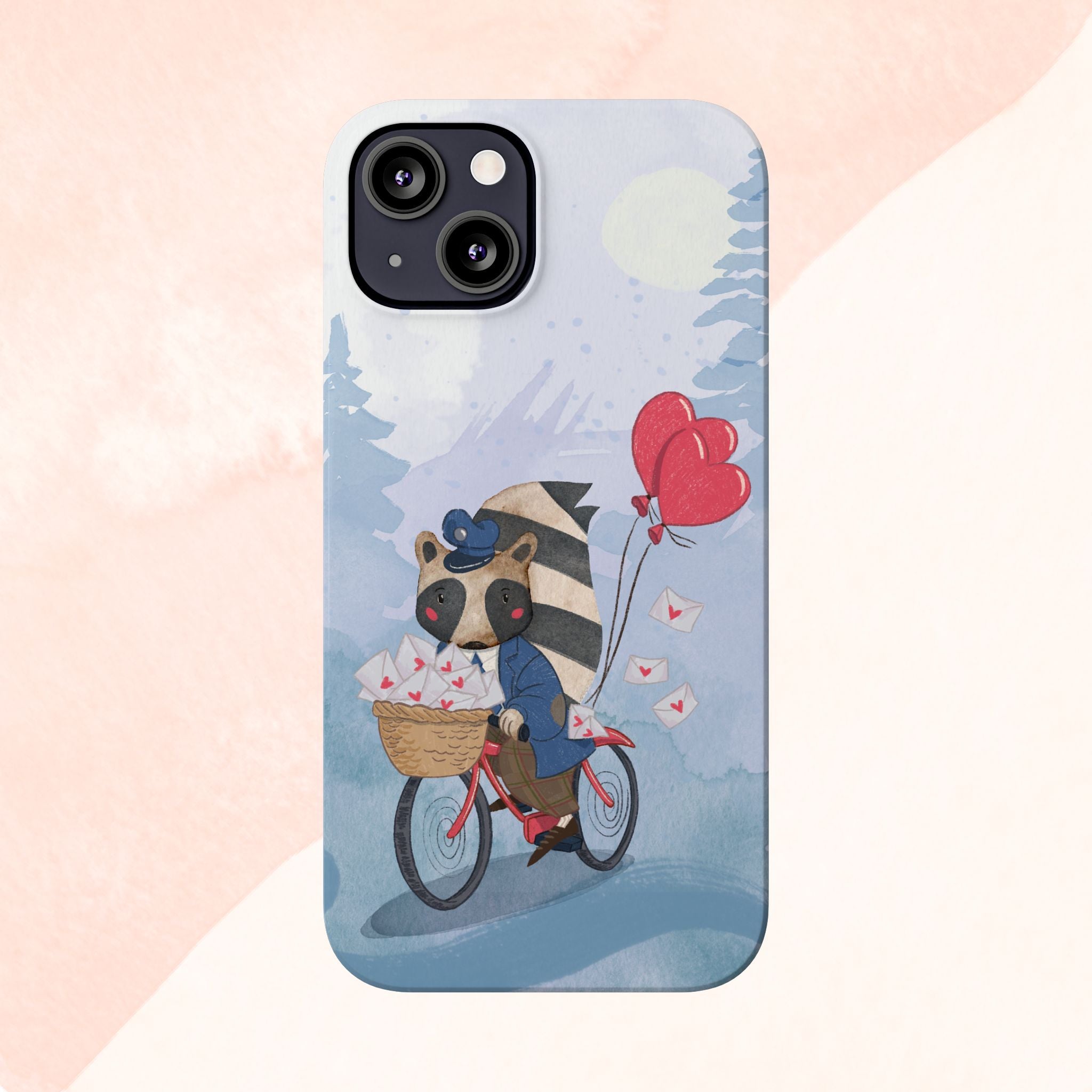 Whimsical Raccoon Slim Phone Case | Cute Animal Design | Perfect for Nature Lovers, Gifts, Birthdays, Valentines Day, Everyday Use
