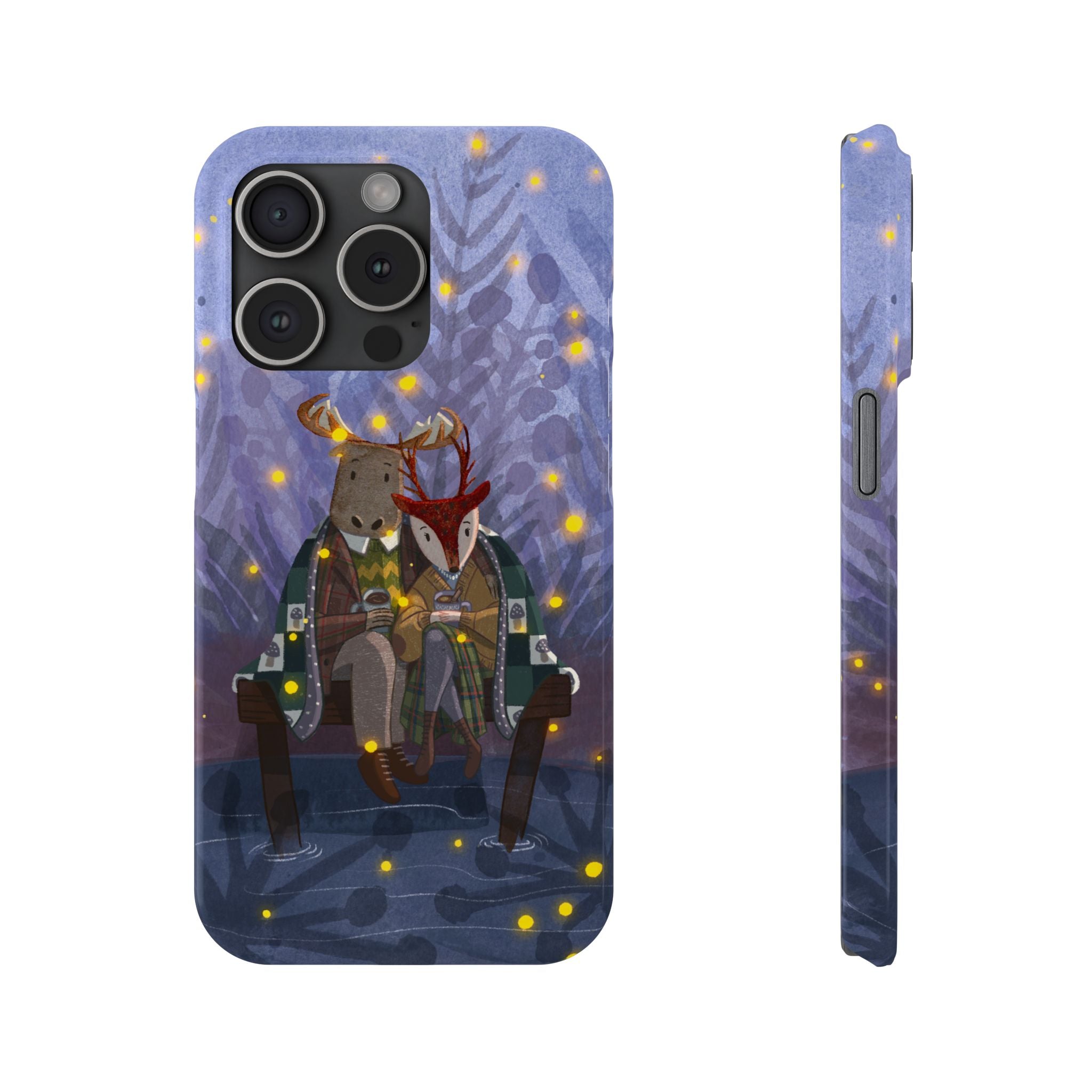 Whimsical Animal Love Slim Phone Cases, Cute Holiday Gifts, Cozy Home Decor, Nature Lover Accessories, Couples Gifts