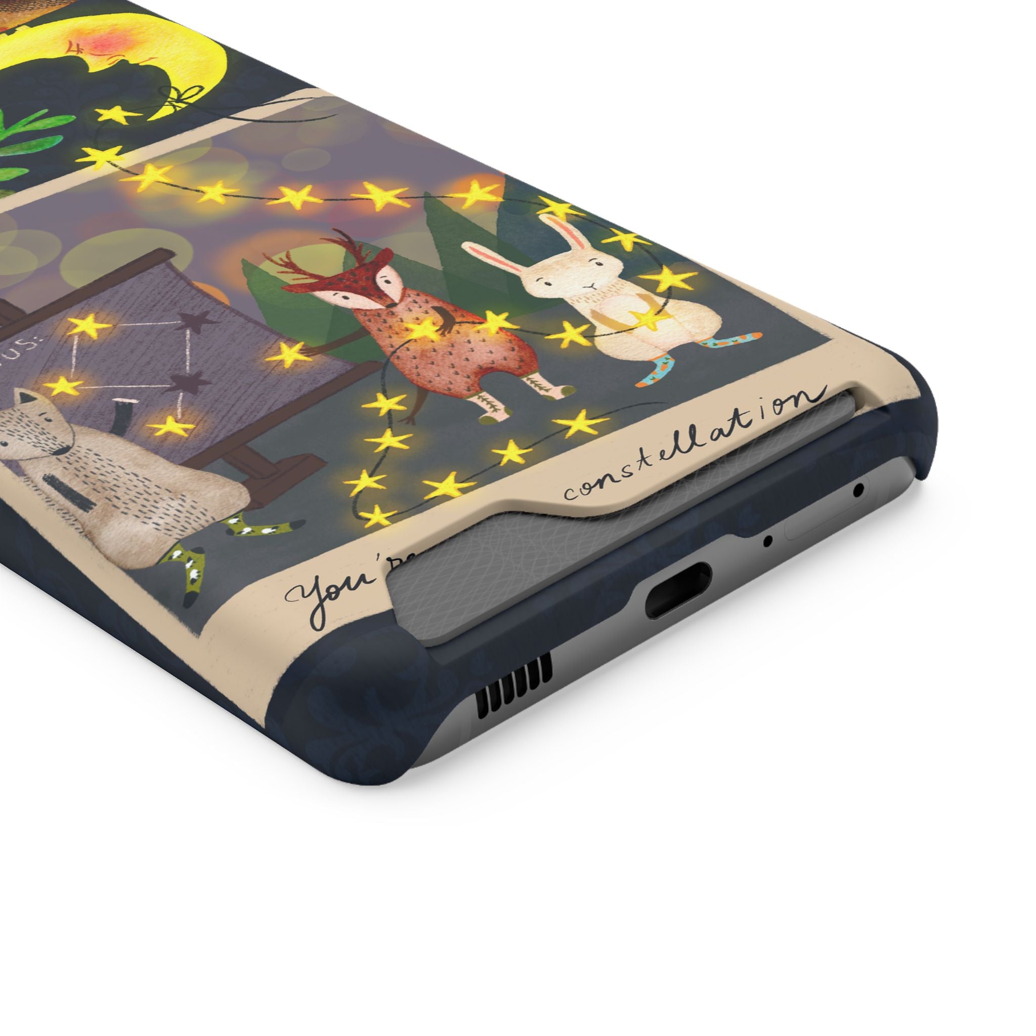 Woodland Astronomy Class Phone Case - Whimsical Forest Animals Learning Constellations - Cute iPhone 13/Samsung Case