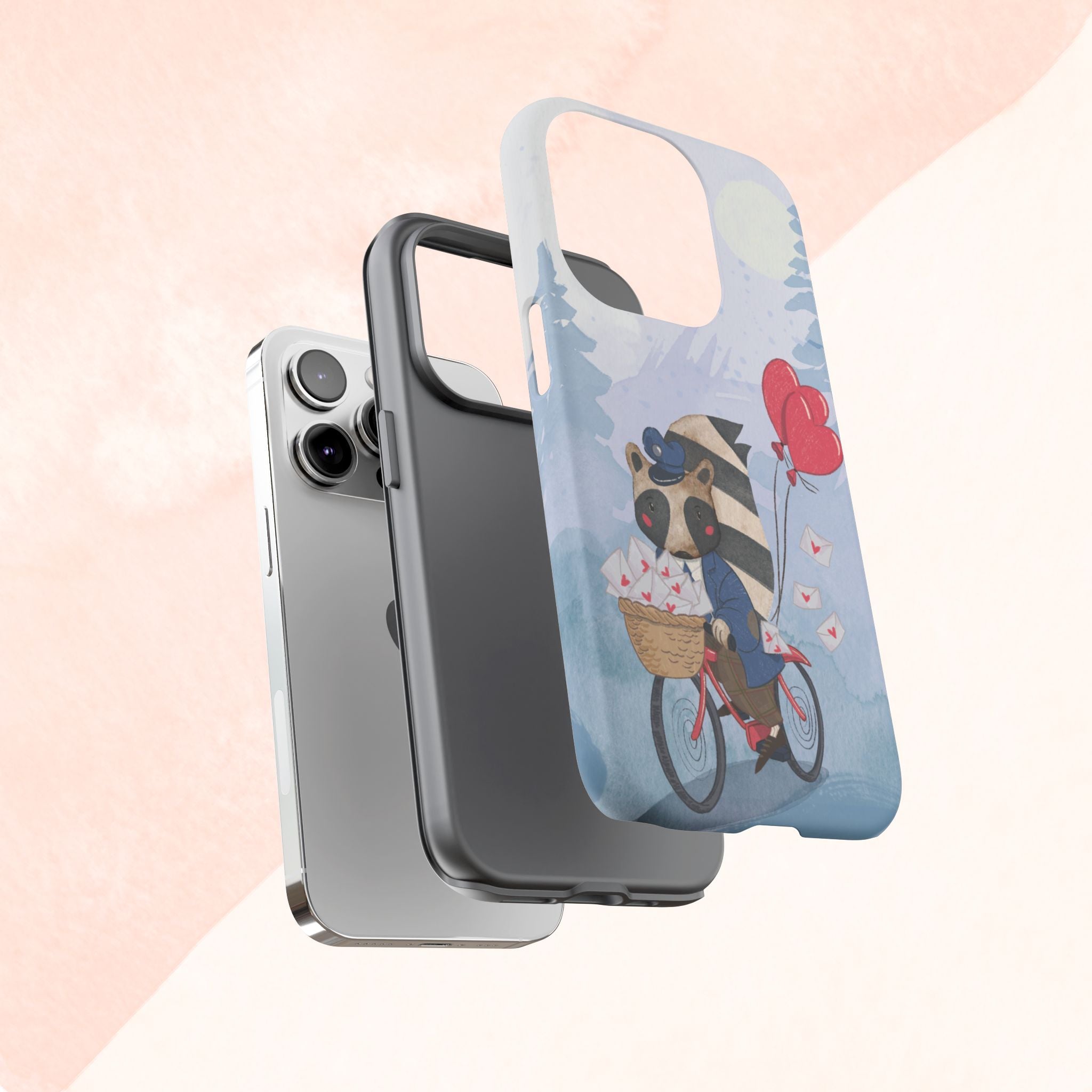Cute Raccoon Phone Case, Tough Case for Animal Lovers, Valentine's Day Gift, Whimsical Phone Accessory, Gifts for Kids