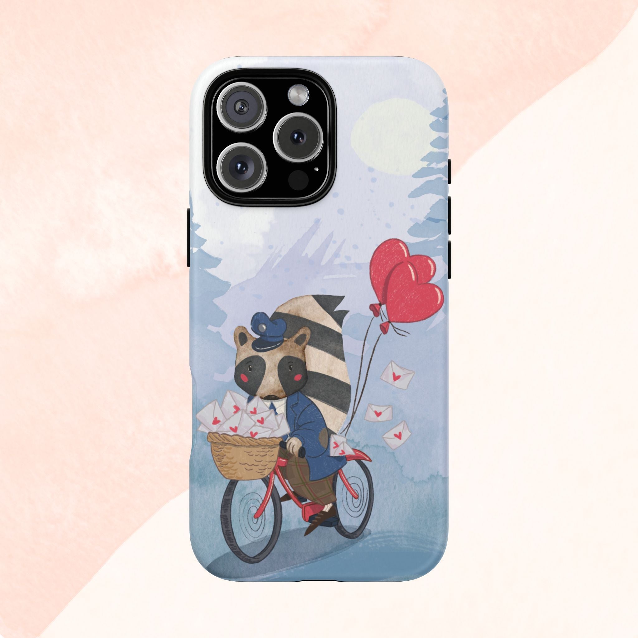 Cute Raccoon Phone Case, Tough Case for Animal Lovers, Valentine's Day Gift, Whimsical Phone Accessory, Gifts for Kids