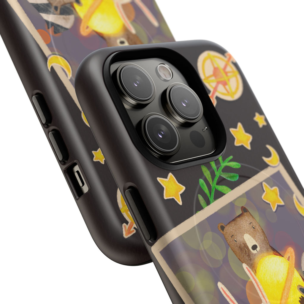 Tough Magnetic Cases, Whimsical Animal Phone Case, Cute Bear Rabbit Raccoon Design, Cute gift for her, Birthdays, iPhone 14 15 16 pro max