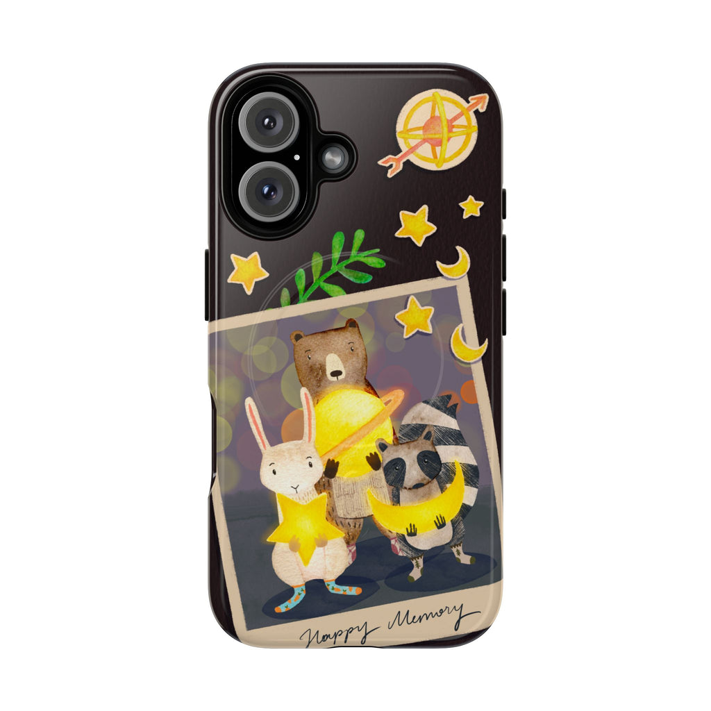 Tough Magnetic Cases, Whimsical Animal Phone Case, Cute Bear Rabbit Raccoon Design, Cute gift for her, Birthdays, iPhone 14 15 16 pro max