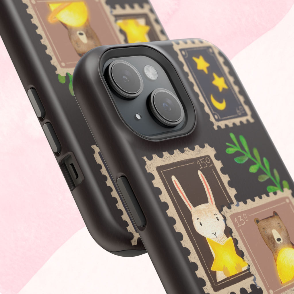 Cute Animal Stamp Phone Case, Quirky Gift for Animal Lovers, Personalized Case for Holidays, Unique Phone Accessory