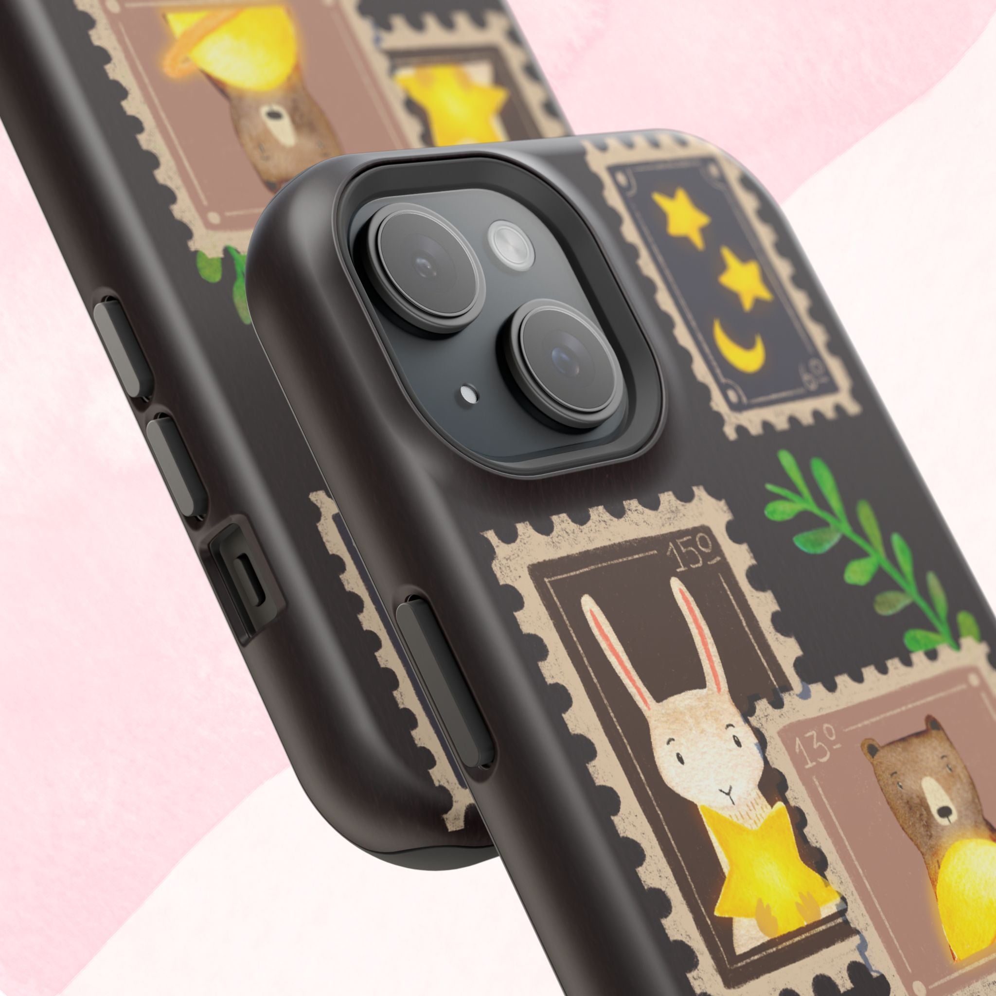 Cute Animal Stamp Phone Case, Quirky Gift for Animal Lovers, Personalized Case for Holidays, Unique Phone Accessory