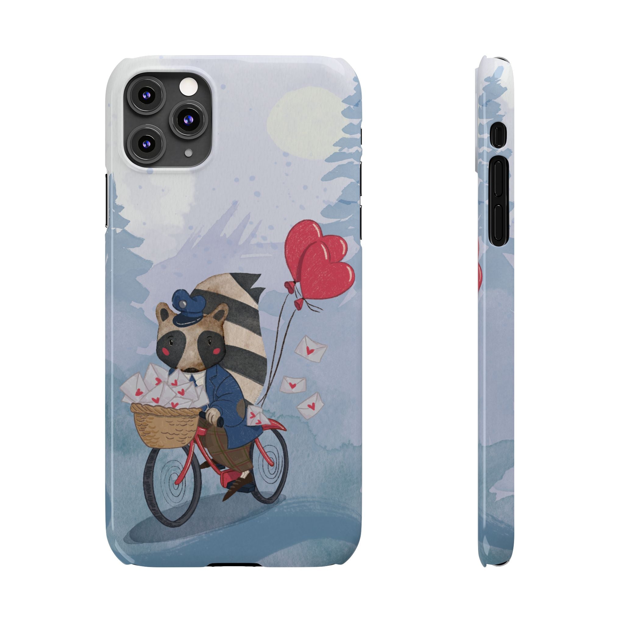 Whimsical Raccoon Slim Phone Case | Cute Animal Design | Perfect for Nature Lovers, Gifts, Birthdays, Valentines Day, Everyday Use