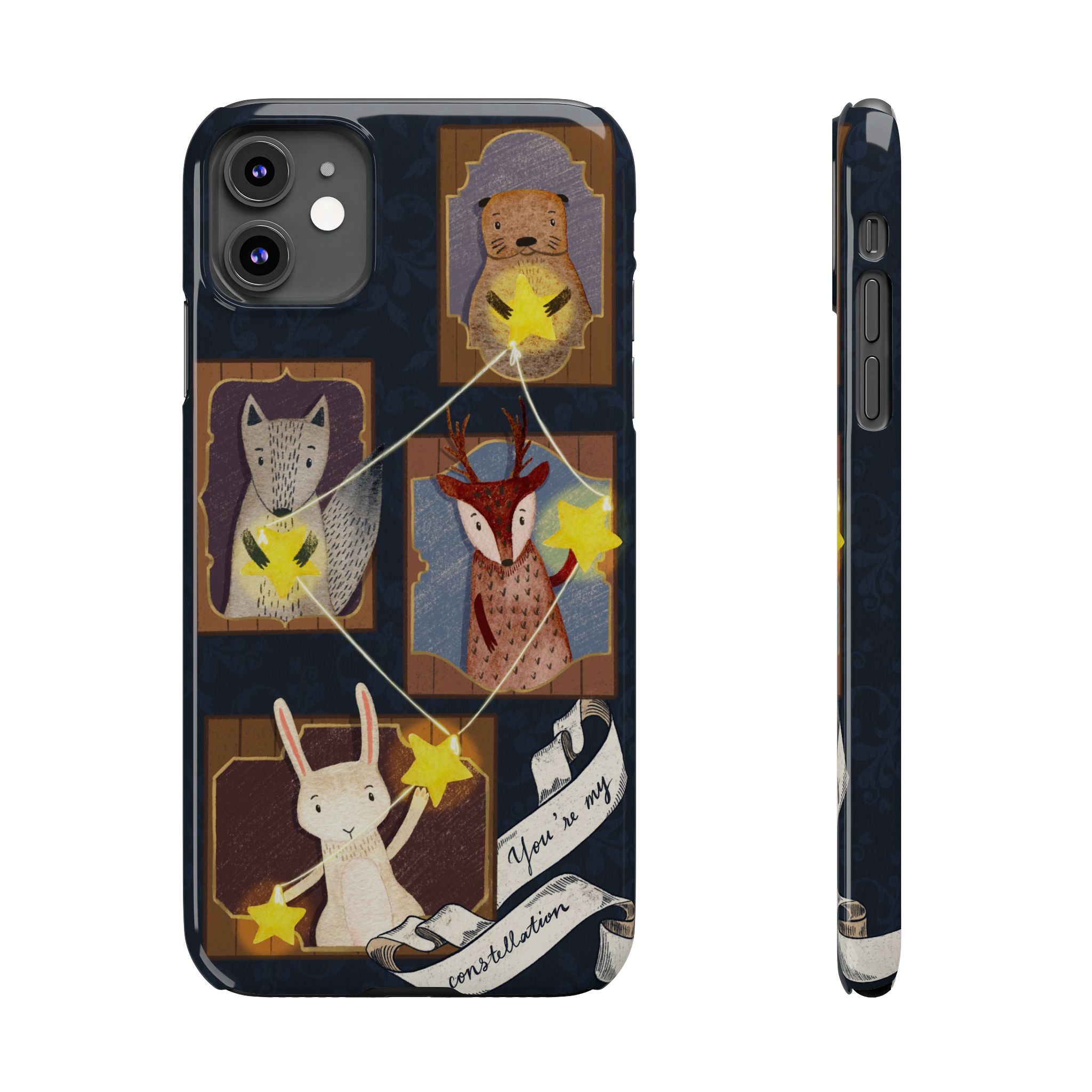 Constellation Friends Slim Case, Woodland Portrait iPhone Cover, Star Collector Design, Cute Kawaii Gift, Phone 8 9 X XR 11 12 13 14 15 16