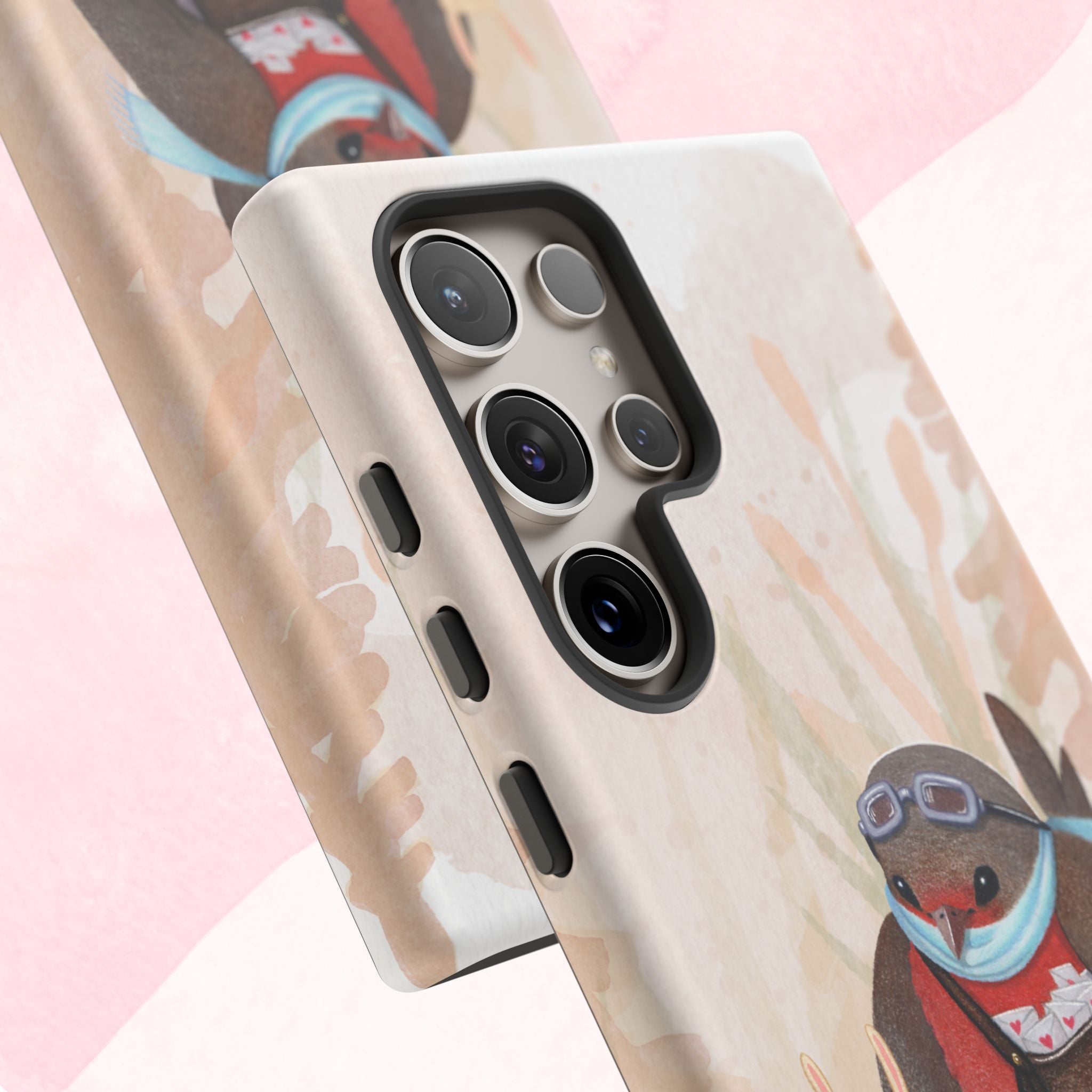 Whimsical Animal Phone Case, Cute Bird and Rabbit Design, Animal Lovers Gift, Nature-Themed Accessory, Eco-Friendly Tech Cover