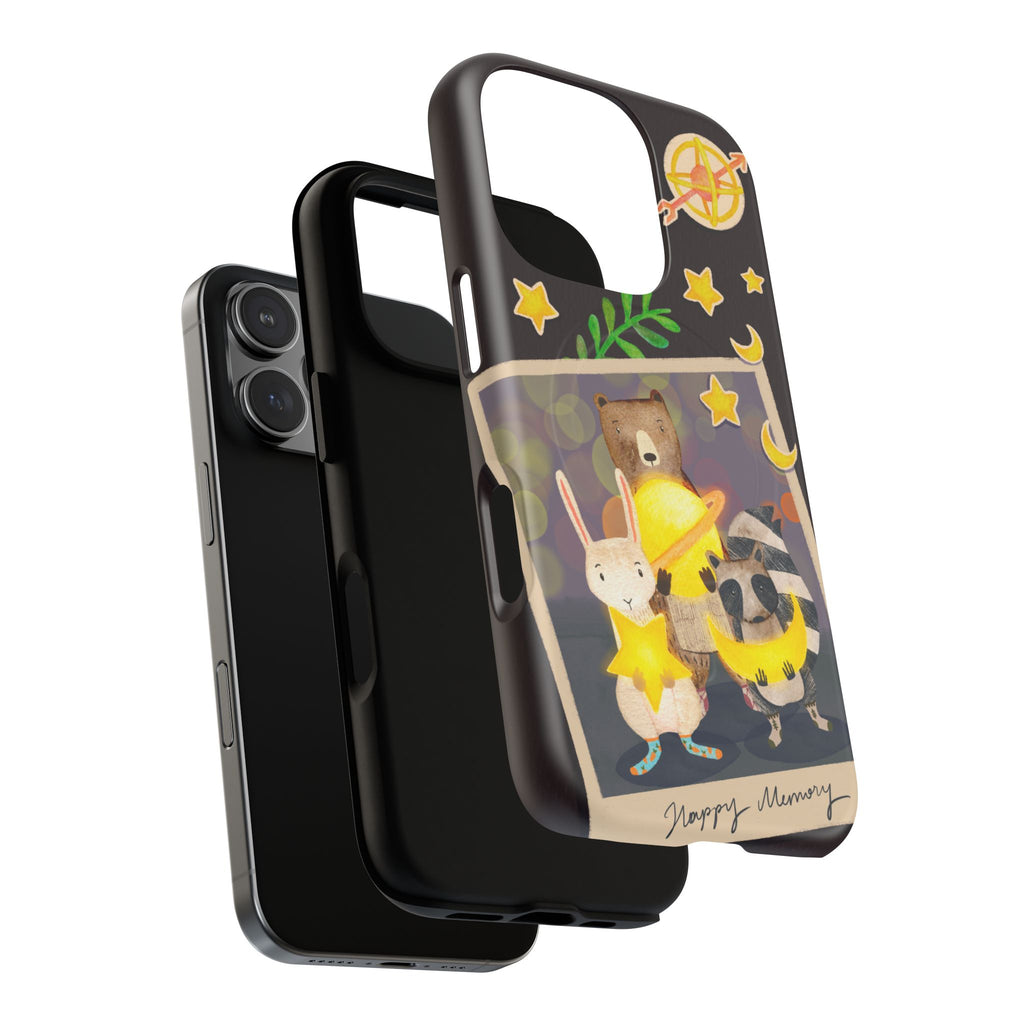 Tough Magnetic Cases, Whimsical Animal Phone Case, Cute Bear Rabbit Raccoon Design, Cute gift for her, Birthdays, iPhone 14 15 16 pro max