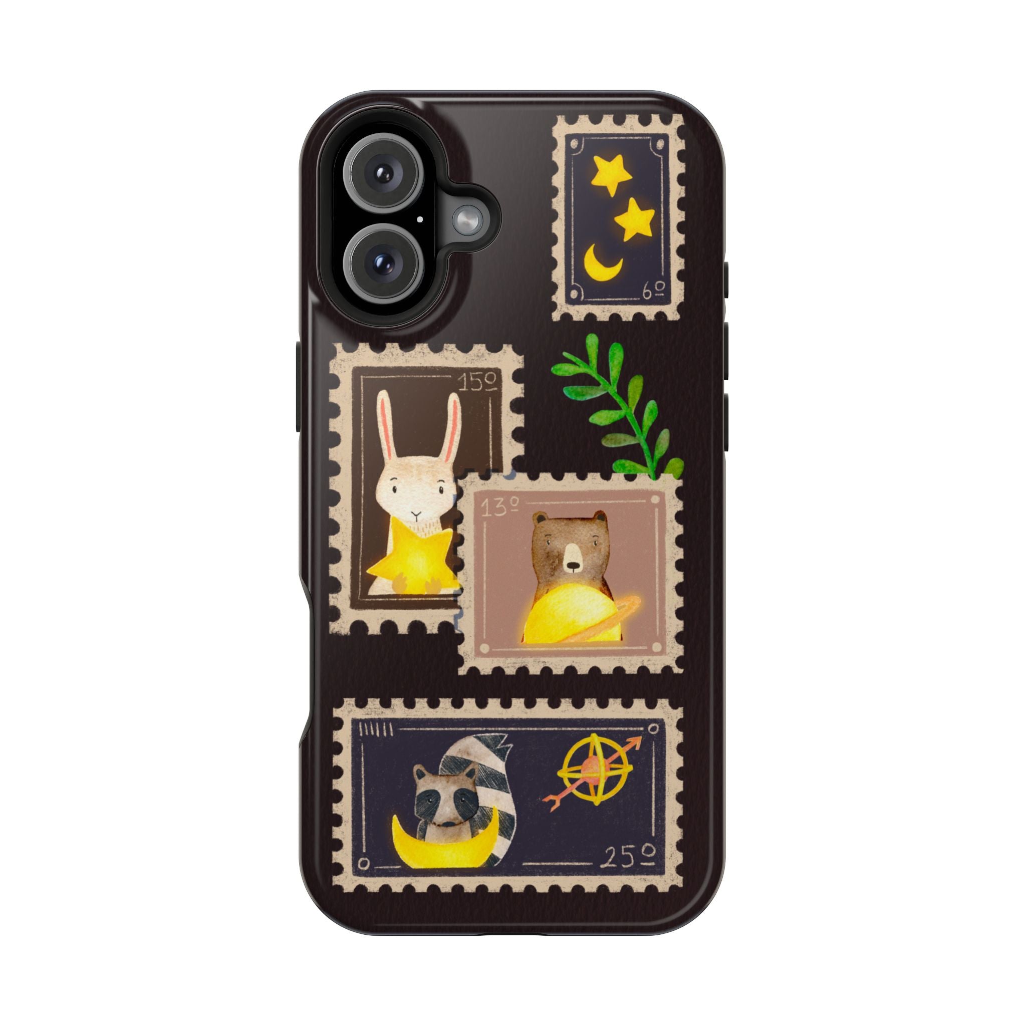 Cute Animal Stamp Phone Case, Quirky Gift for Animal Lovers, Personalized Case for Holidays, Unique Phone Accessory