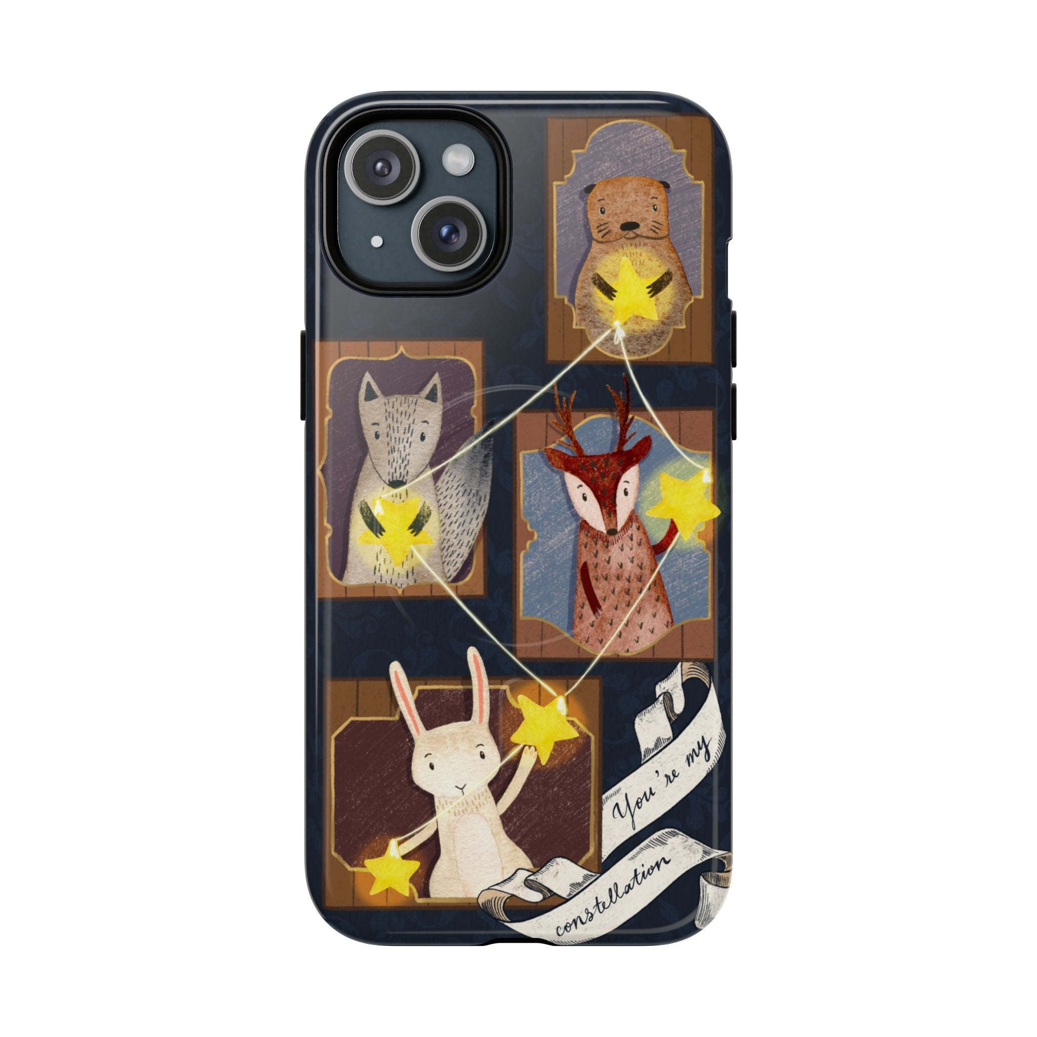 Celestial Animal Stars iPhone Case, Tough Magnetic Cover, Nature Theme, Unique Cute Animal Gifts, iPhone 14 15 16 pro max