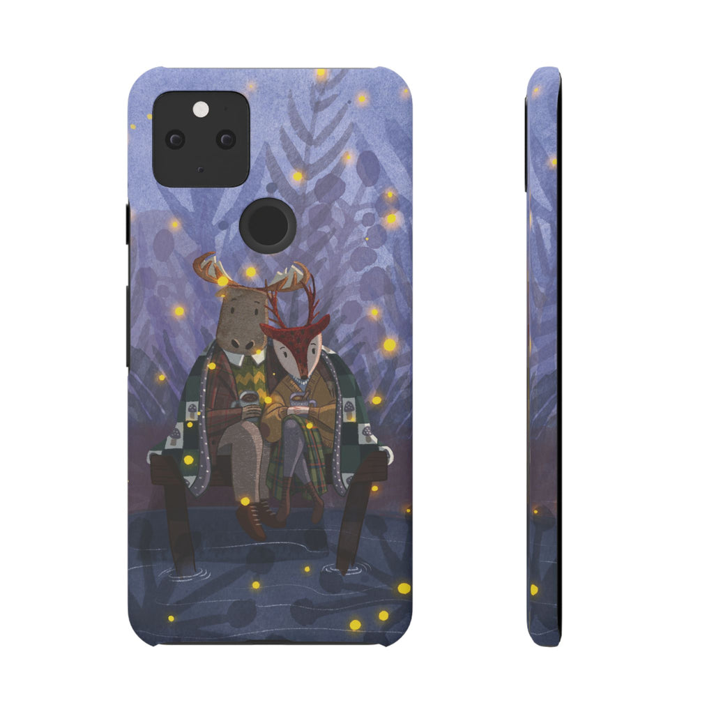 Whimsical Animal Lovers Snap Cases - Cozy Phone Protection, Gift for Nature Lovers, Holiday Decor, Cute Character Design, Animal Couple