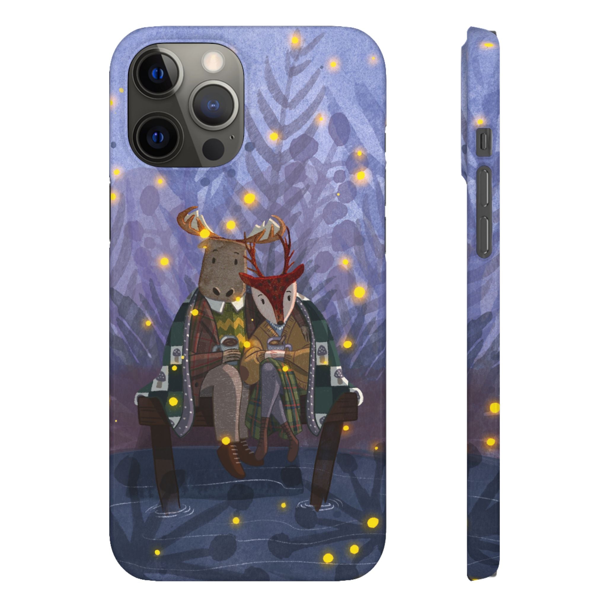Whimsical Animal Lovers Snap Cases - Cozy Phone Protection, Gift for Nature Lovers, Holiday Decor, Cute Character Design, Animal Couple