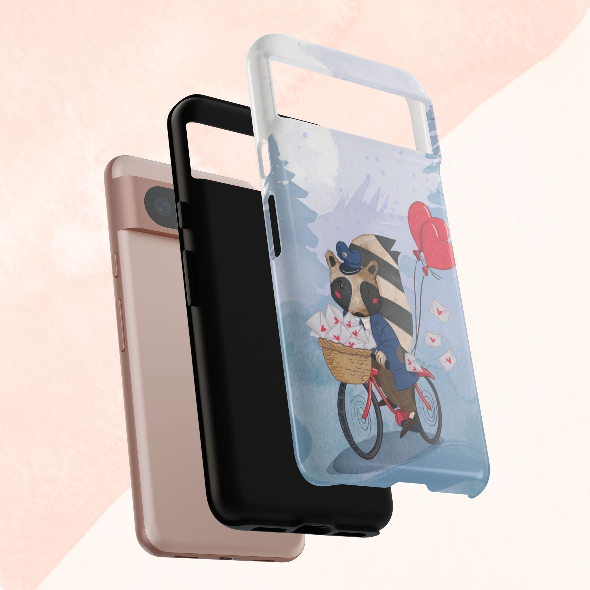 Cute Raccoon Phone Case, Tough Case for Animal Lovers, Valentine's Day Gift, Whimsical Phone Accessory, Gifts for Kids