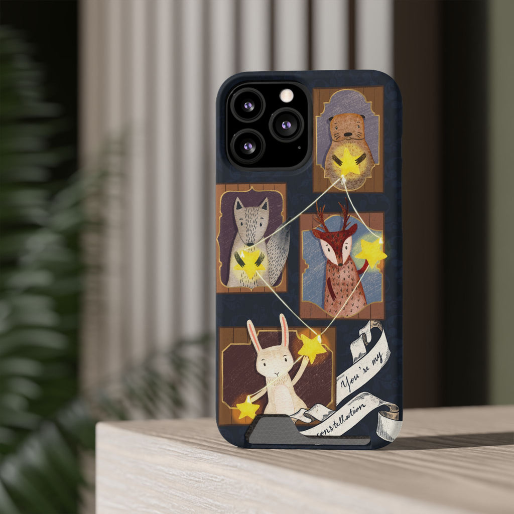 Whimsical Animal Phone Case with Card Holder, Cute Animal Design, Card Storage Case, Ideal for Animal Lovers, Gift for Kids, Birthday