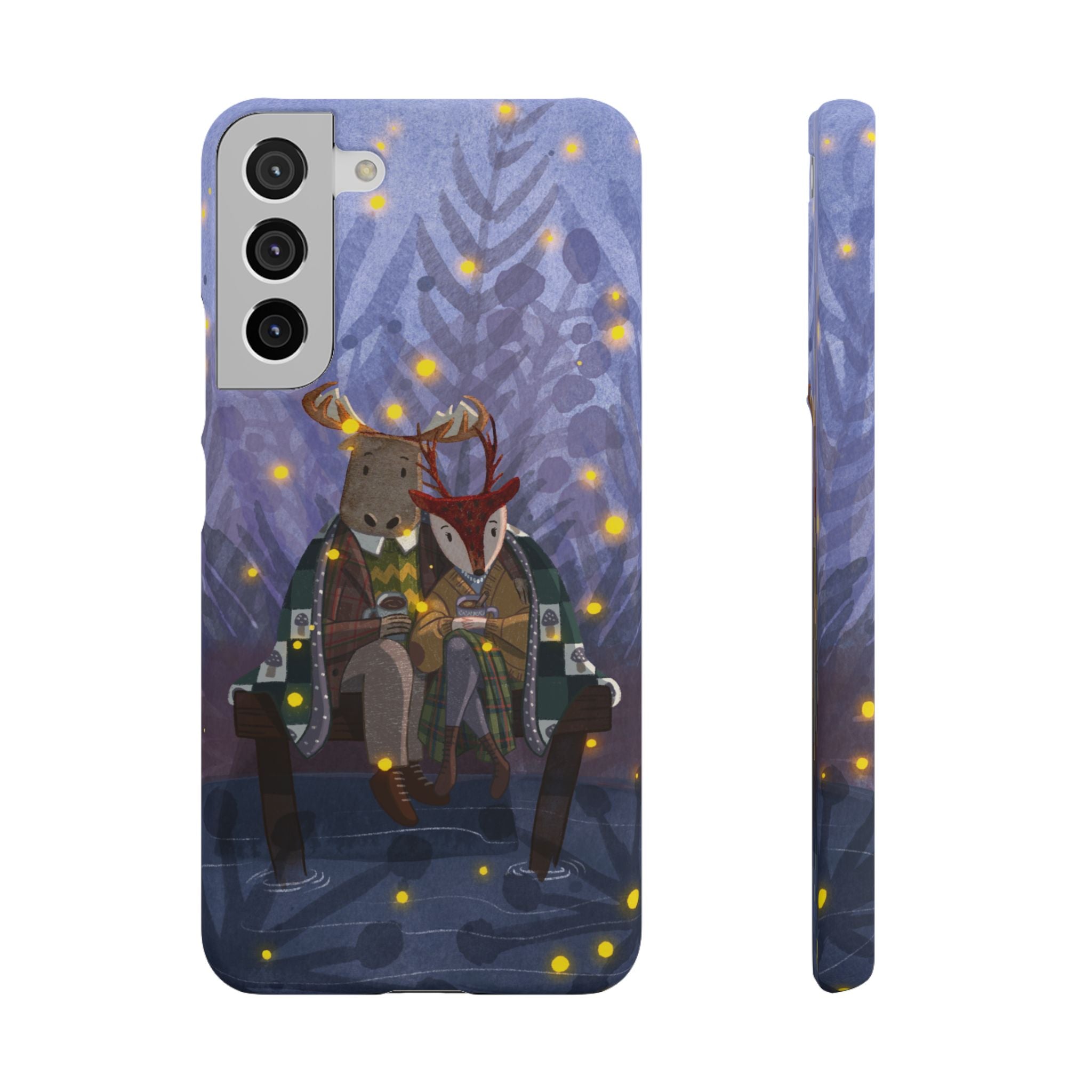 Whimsical Animal Lovers Snap Cases - Cozy Phone Protection, Gift for Nature Lovers, Holiday Decor, Cute Character Design, Animal Couple