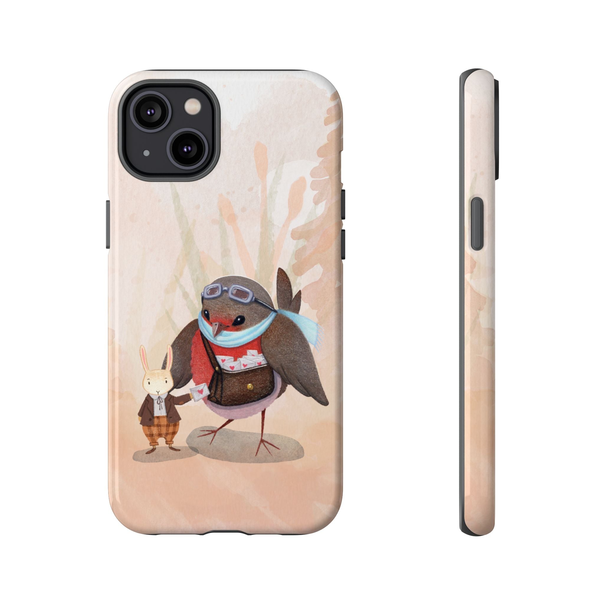 Whimsical Animal Phone Case, Cute Bird and Rabbit Design, Animal Lovers Gift, Nature-Themed Accessory, Eco-Friendly Tech Cover