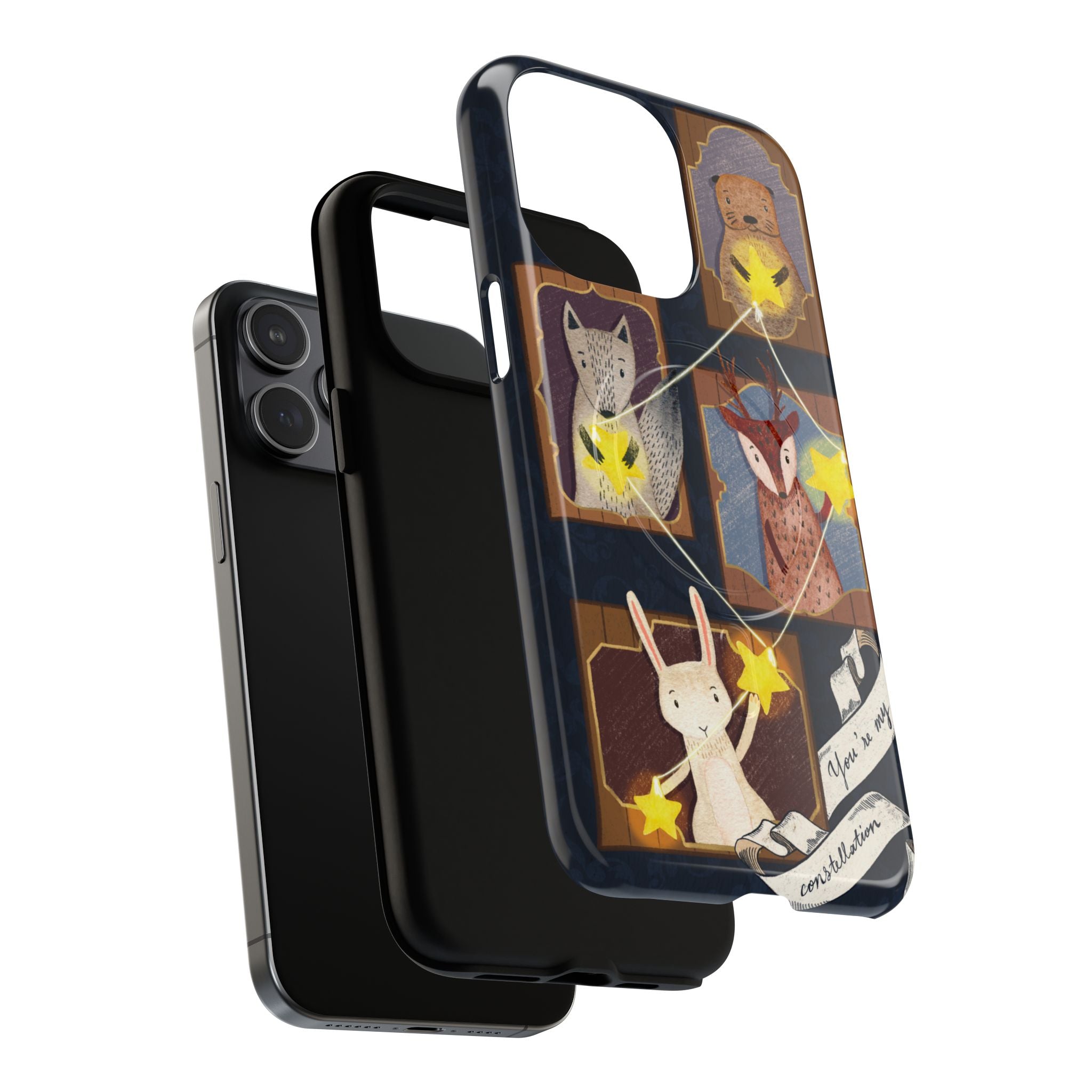 Celestial Animal Stars iPhone Case, Tough Magnetic Cover, Nature Theme, Unique Cute Animal Gifts, iPhone 14 15 16 pro max