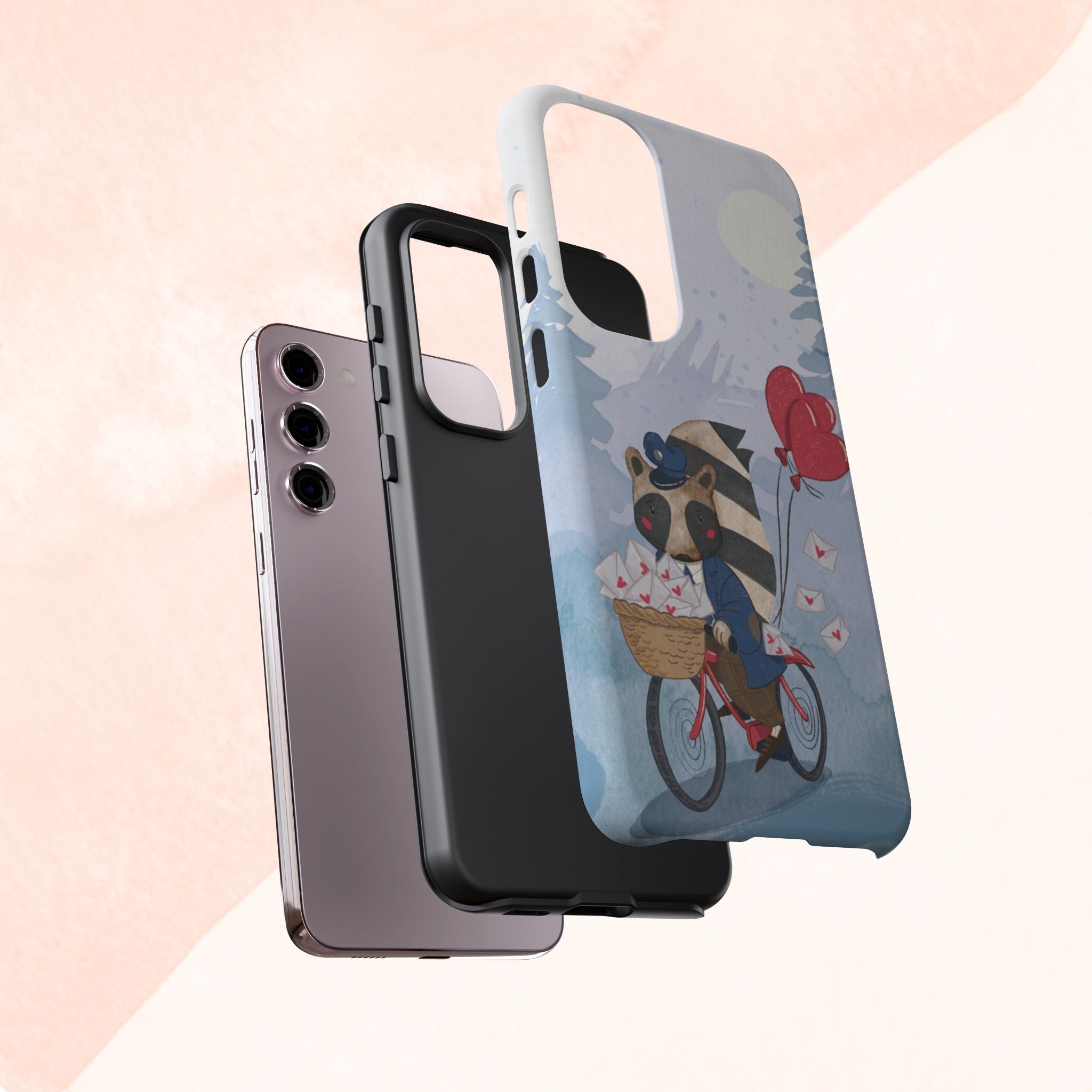 Cute Raccoon Phone Case, Tough Case for Animal Lovers, Valentine's Day Gift, Whimsical Phone Accessory, Gifts for Kids