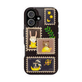 Cute Animal Stamp Phone Case, Quirky Gift for Animal Lovers, Personalized Case for Holidays, Unique Phone Accessory