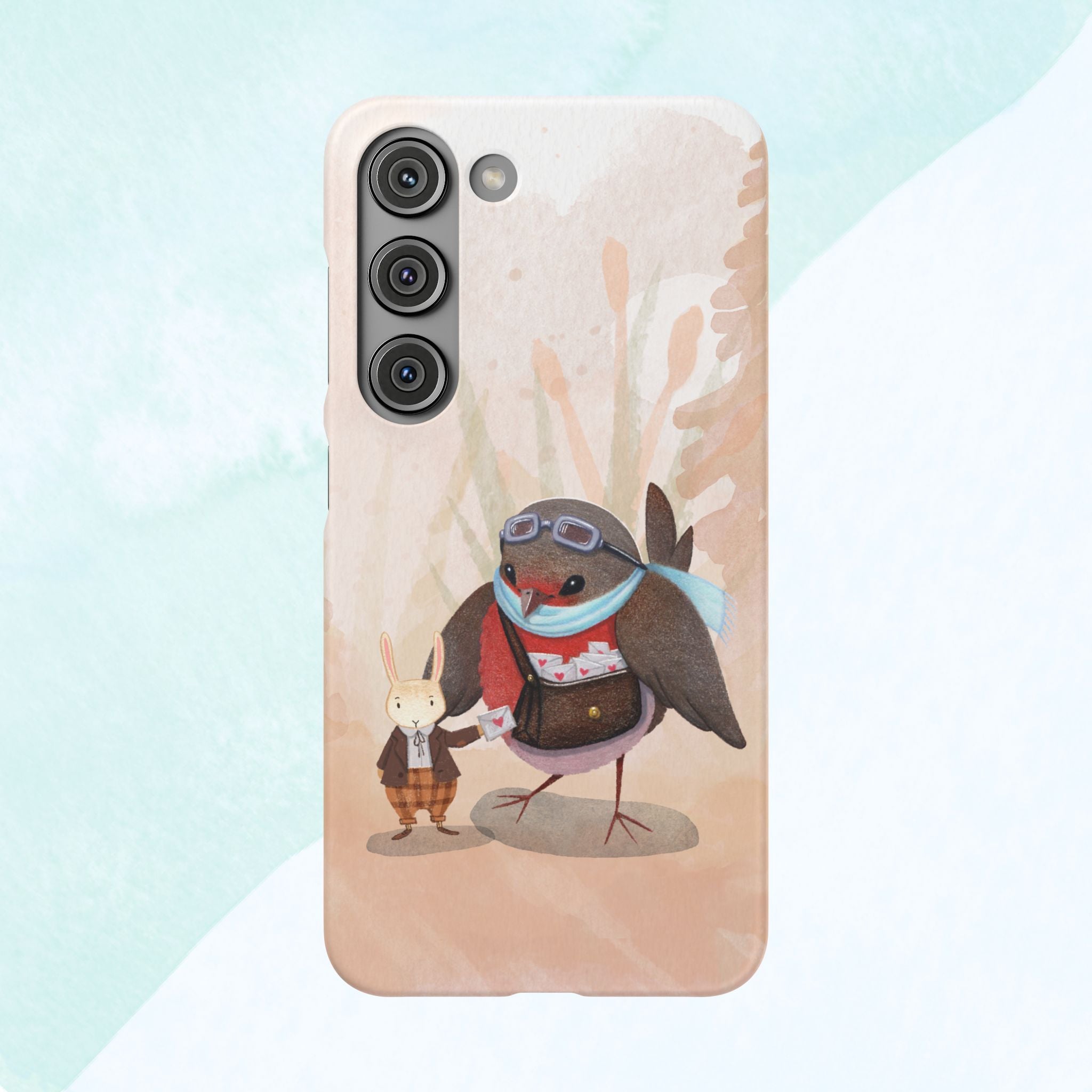 Whimsical Animal Snap Cases, Cute Phone Case, Handmade Bird and Bunny Design, Gift for Animal Lovers, Unique Smartphone Cover