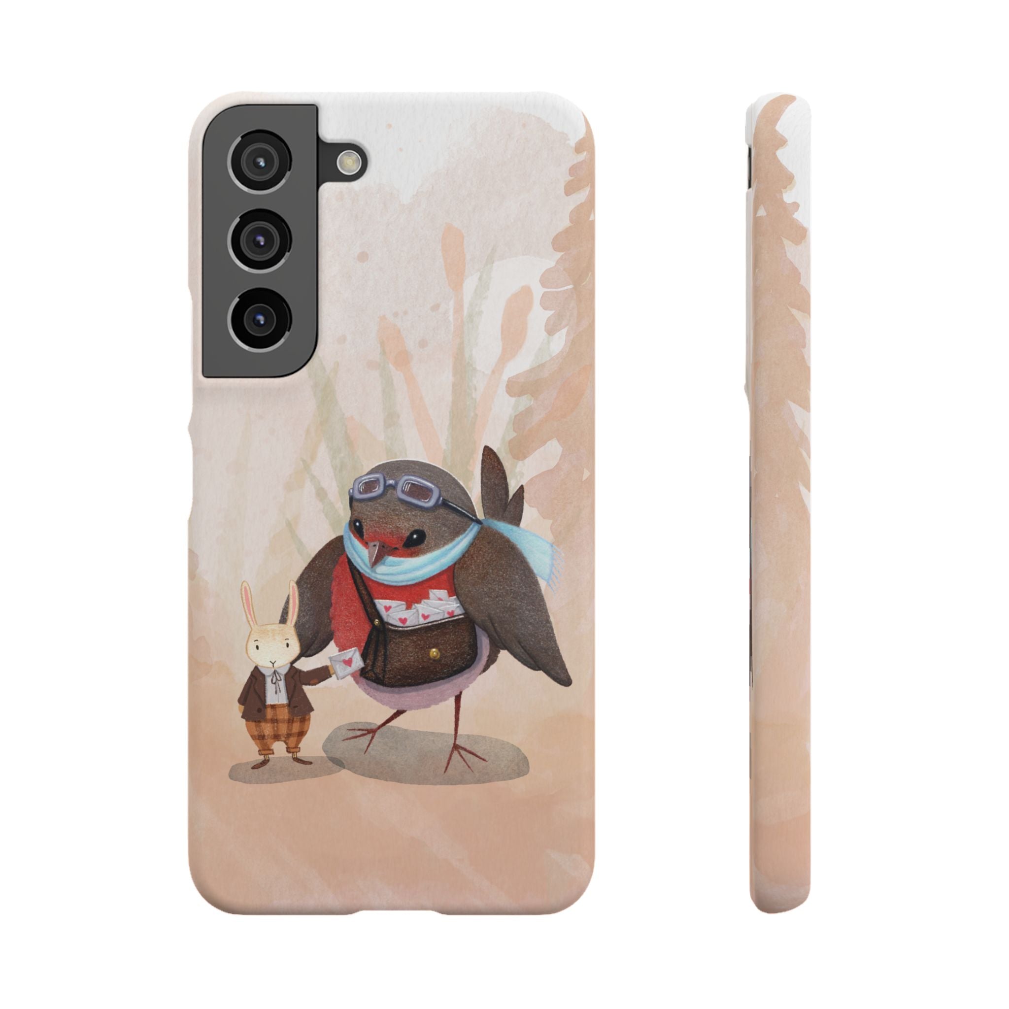 Whimsical Animal Snap Cases, Cute Phone Case, Handmade Bird and Bunny Design, Gift for Animal Lovers, Unique Smartphone Cover