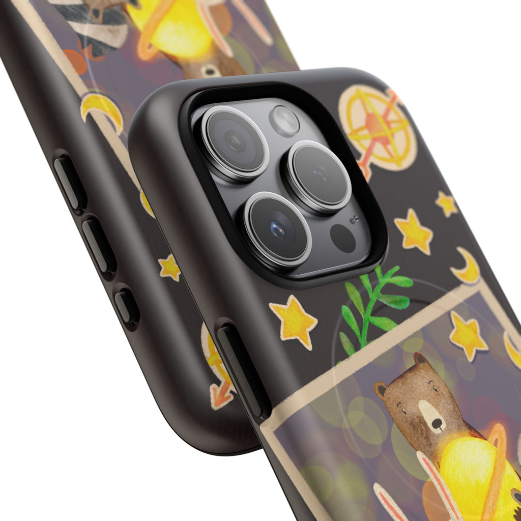 Tough Magnetic Cases, Whimsical Animal Phone Case, Cute Bear Rabbit Raccoon Design, Cute gift for her, Birthdays, iPhone 14 15 16 pro max