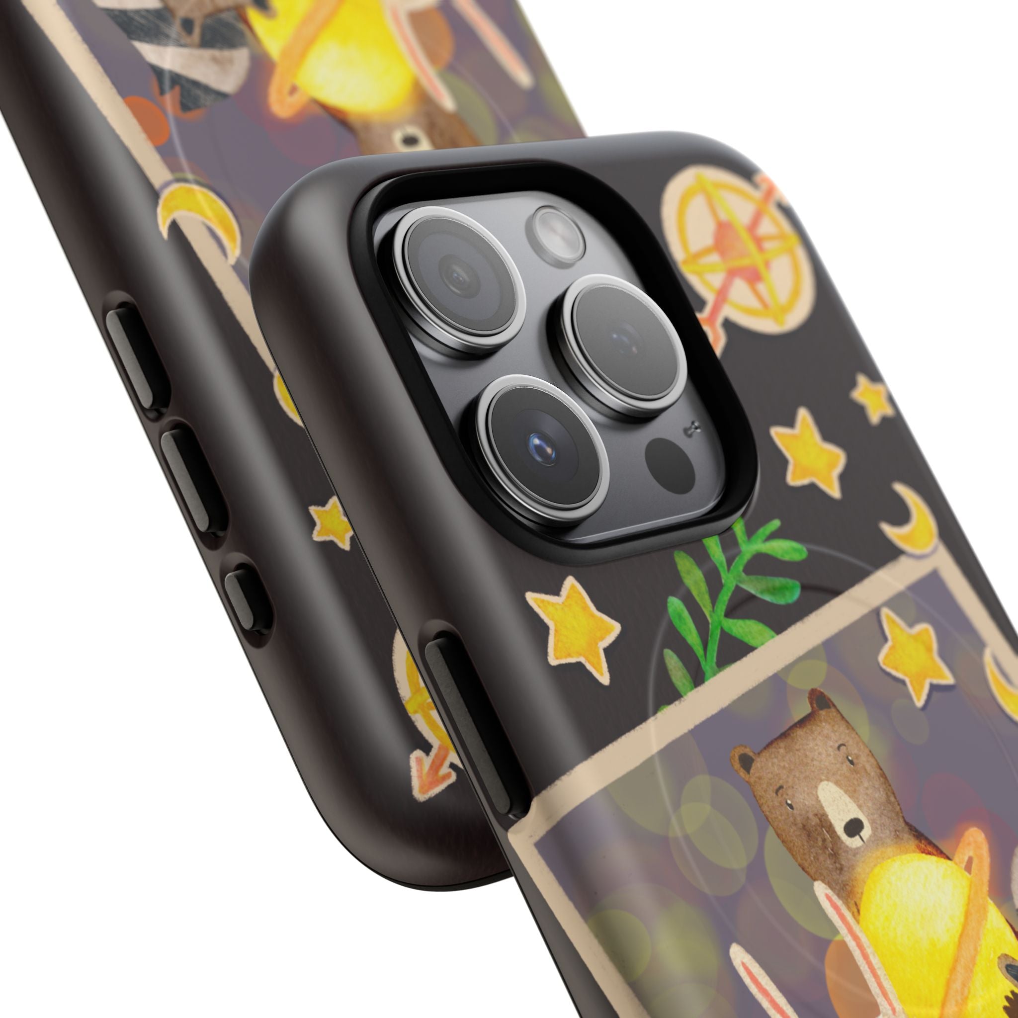 Tough Magnetic Cases, Whimsical Animal Phone Case, Cute Bear Rabbit Raccoon Design, Cute gift for her, Birthdays, iPhone 14 15 16 pro max