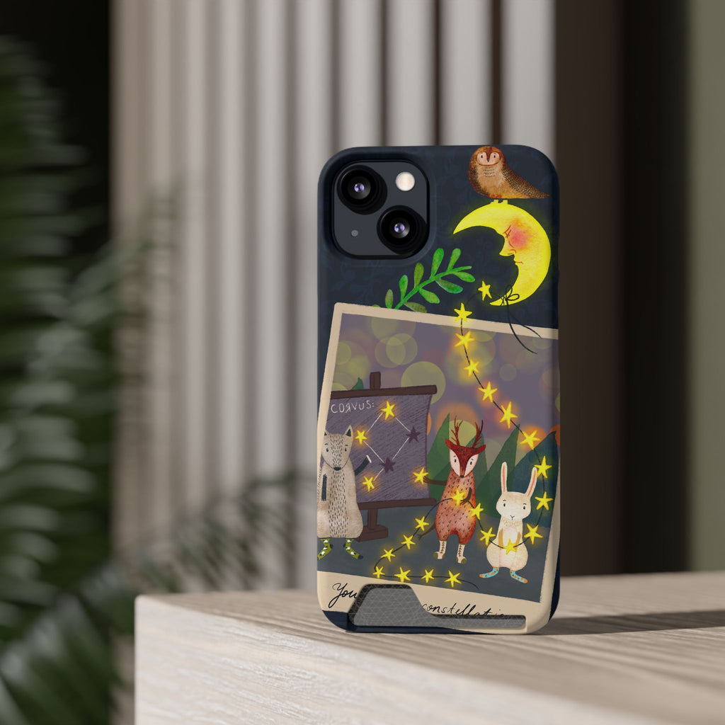 Woodland Astronomy Class Phone Case - Whimsical Forest Animals Learning Constellations - Cute iPhone 13/Samsung Case