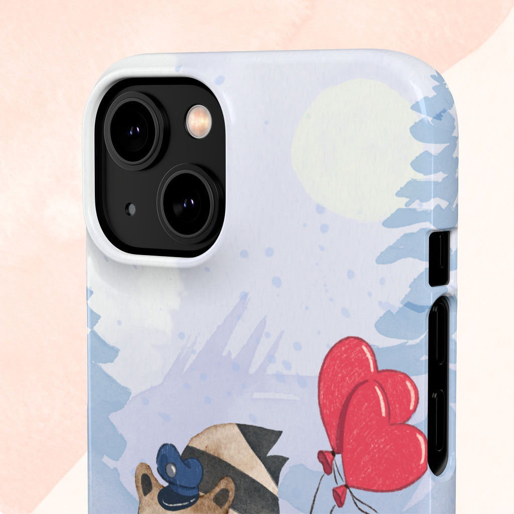 Whimsical Animal Snap Case with Love Balloons, Cute Phone Case, Valentine's Day Gift, Animal Lover Accessory, Creative Phone Cover