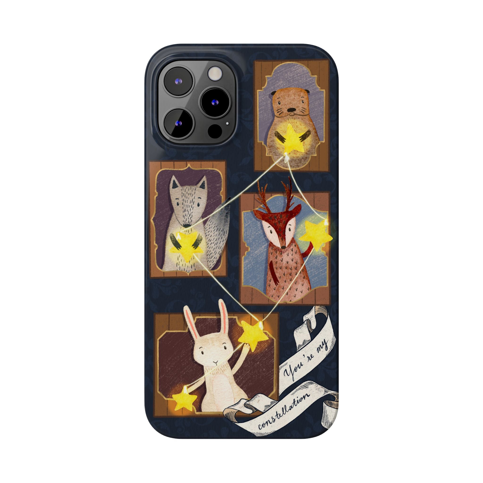 Constellation Friends Slim Case, Woodland Portrait iPhone Cover, Star Collector Design, Cute Kawaii Gift, Phone 8 9 X XR 11 12 13 14 15 16