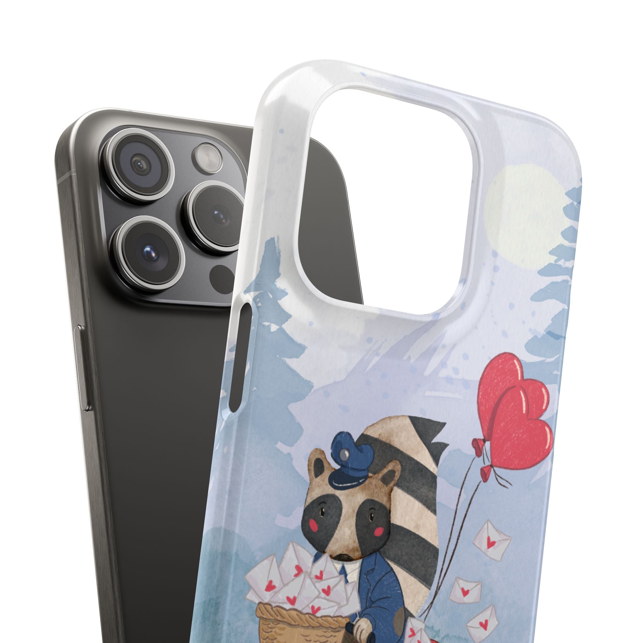 Whimsical Animal Snap Case with Love Balloons, Cute Phone Case, Valentine's Day Gift, Animal Lover Accessory, Creative Phone Cover