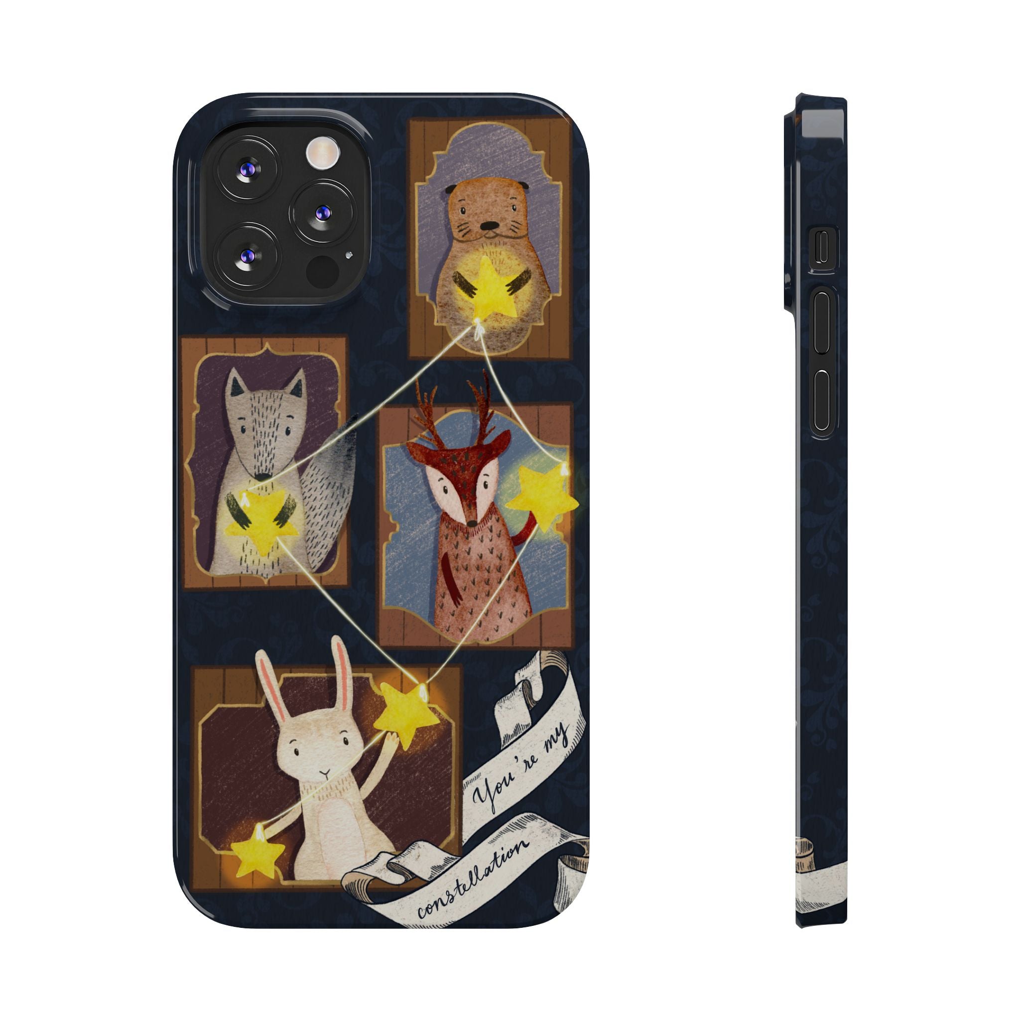 Constellation Friends Slim Case, Woodland Portrait iPhone Cover, Star Collector Design, Cute Kawaii Gift, Phone 8 9 X XR 11 12 13 14 15 16