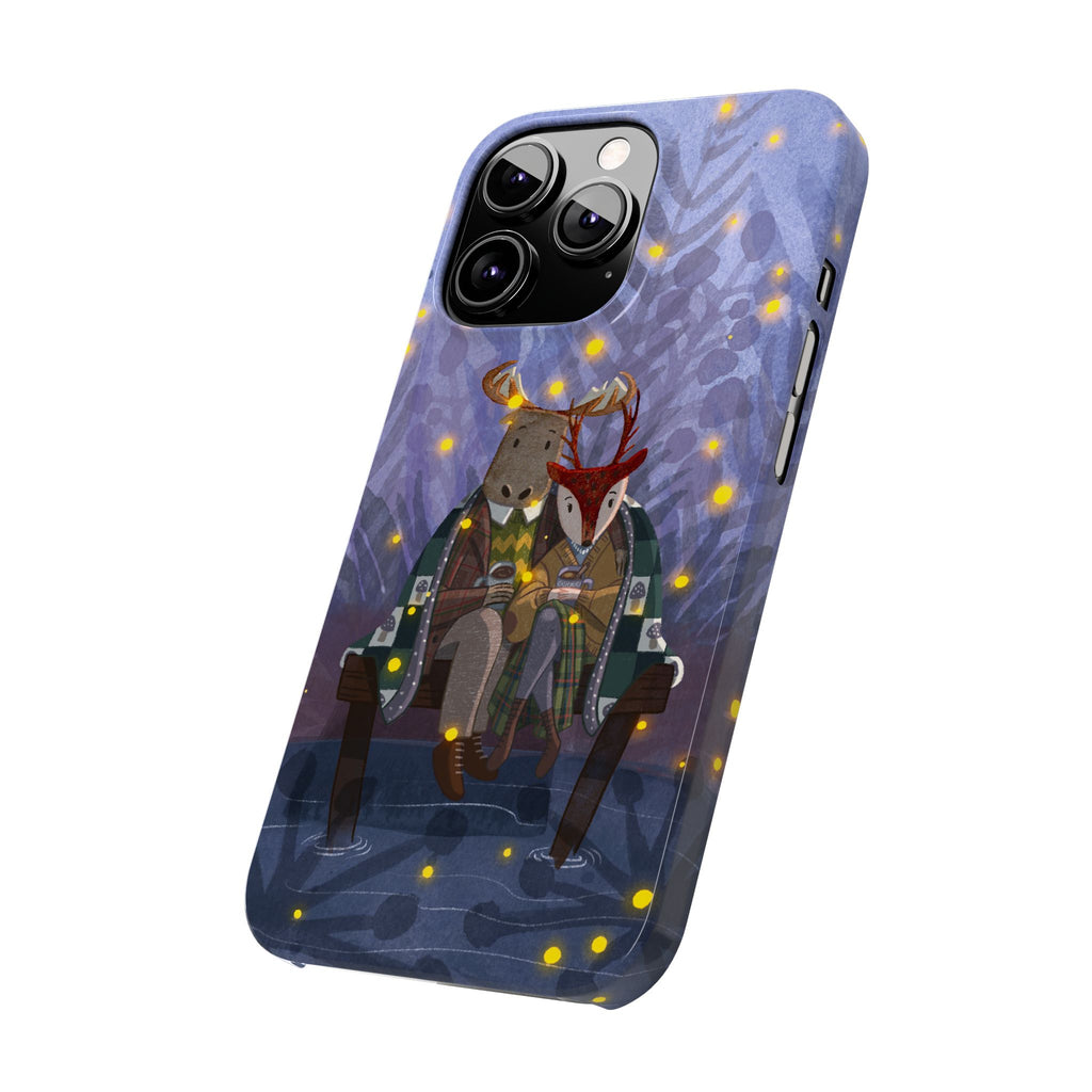 Whimsical Animal Love Slim Phone Cases, Cute Holiday Gifts, Cozy Home Decor, Nature Lover Accessories, Couples Gifts
