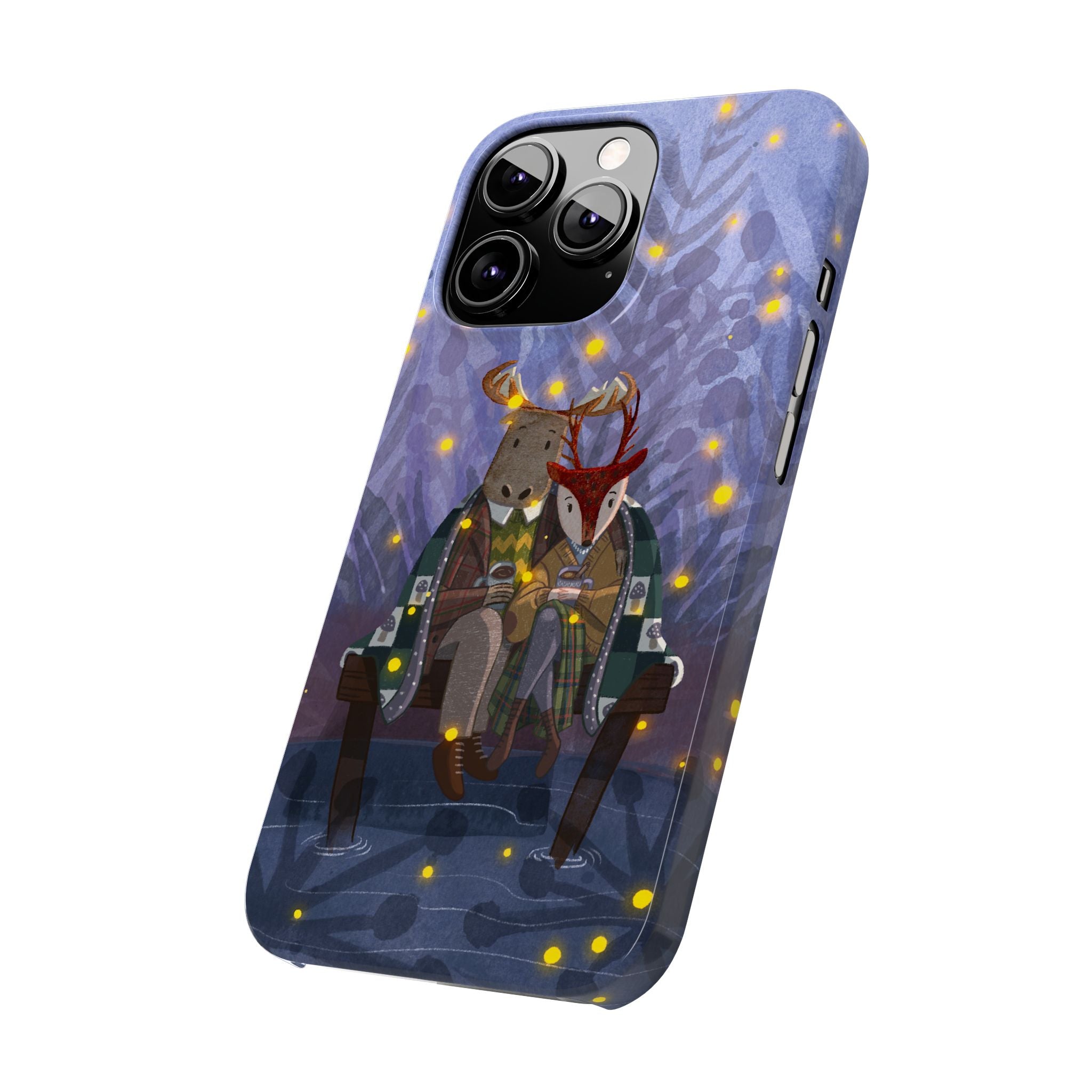 Whimsical Animal Love Slim Phone Cases, Cute Holiday Gifts, Cozy Home Decor, Nature Lover Accessories, Couples Gifts