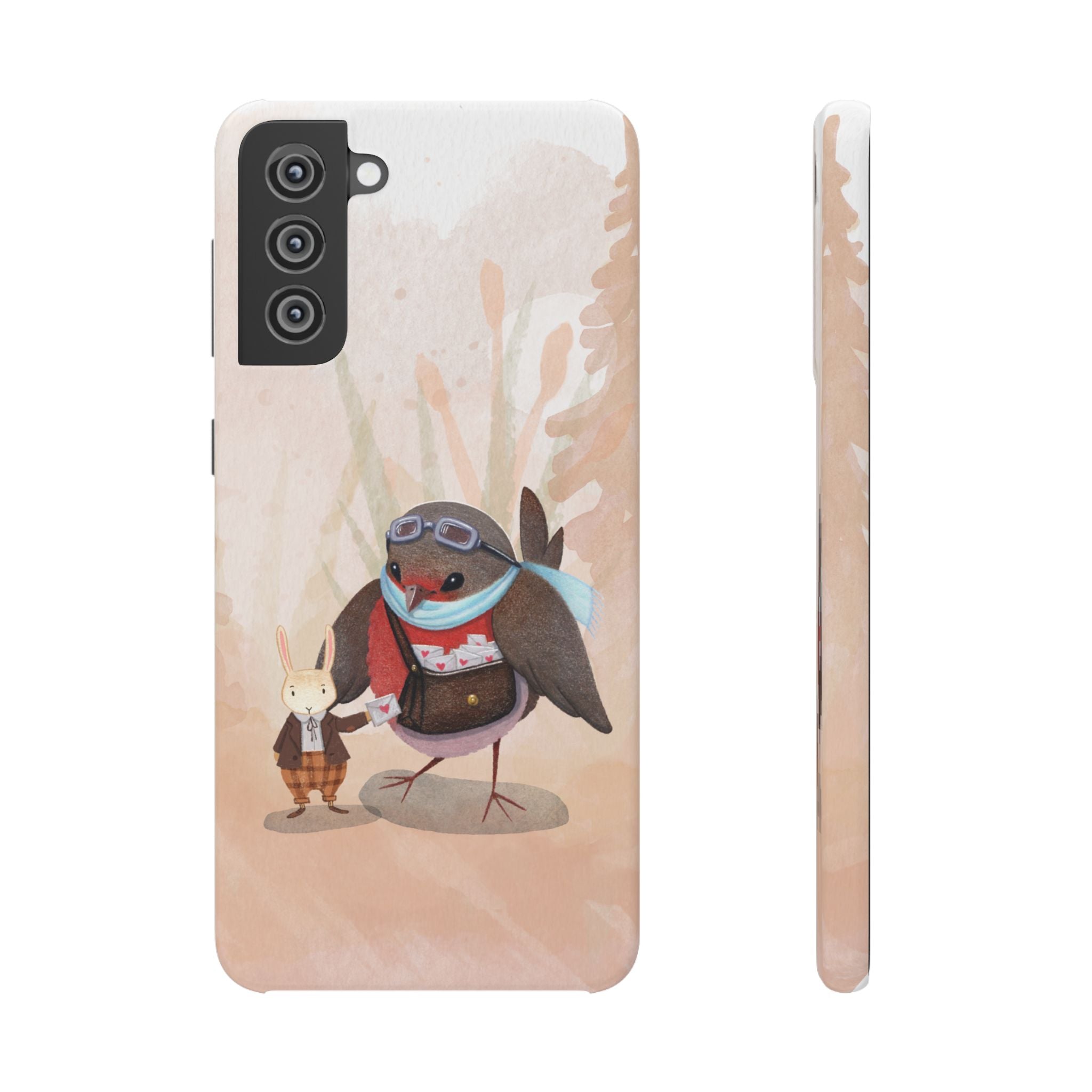 Whimsical Animal Snap Cases, Cute Phone Case, Handmade Bird and Bunny Design, Gift for Animal Lovers, Unique Smartphone Cover