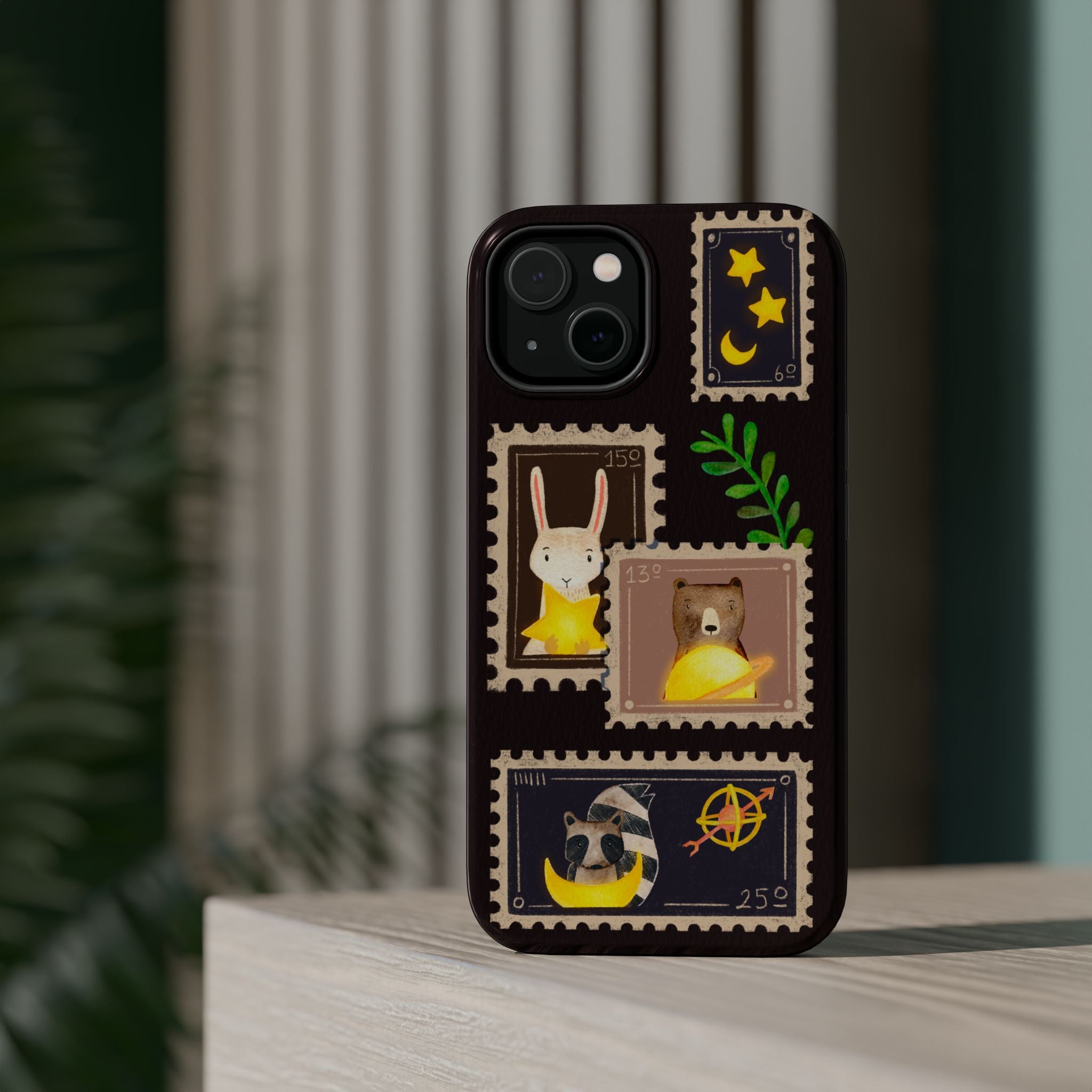Cute Animal Stamp Phone Case, Quirky Gift for Animal Lovers, Personalized Case for Holidays, Unique Phone Accessory