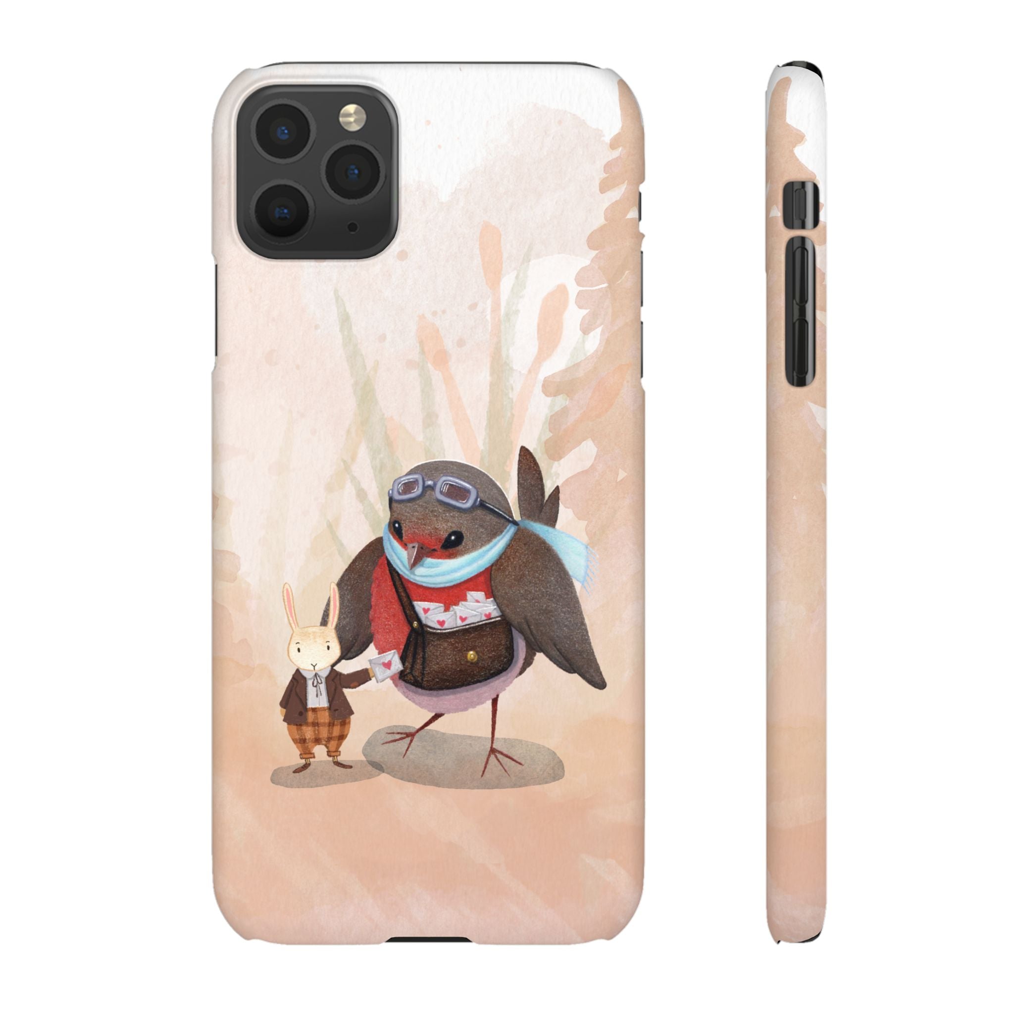 Whimsical Animal Snap Cases, Cute Phone Case, Handmade Bird and Bunny Design, Gift for Animal Lovers, Unique Smartphone Cover