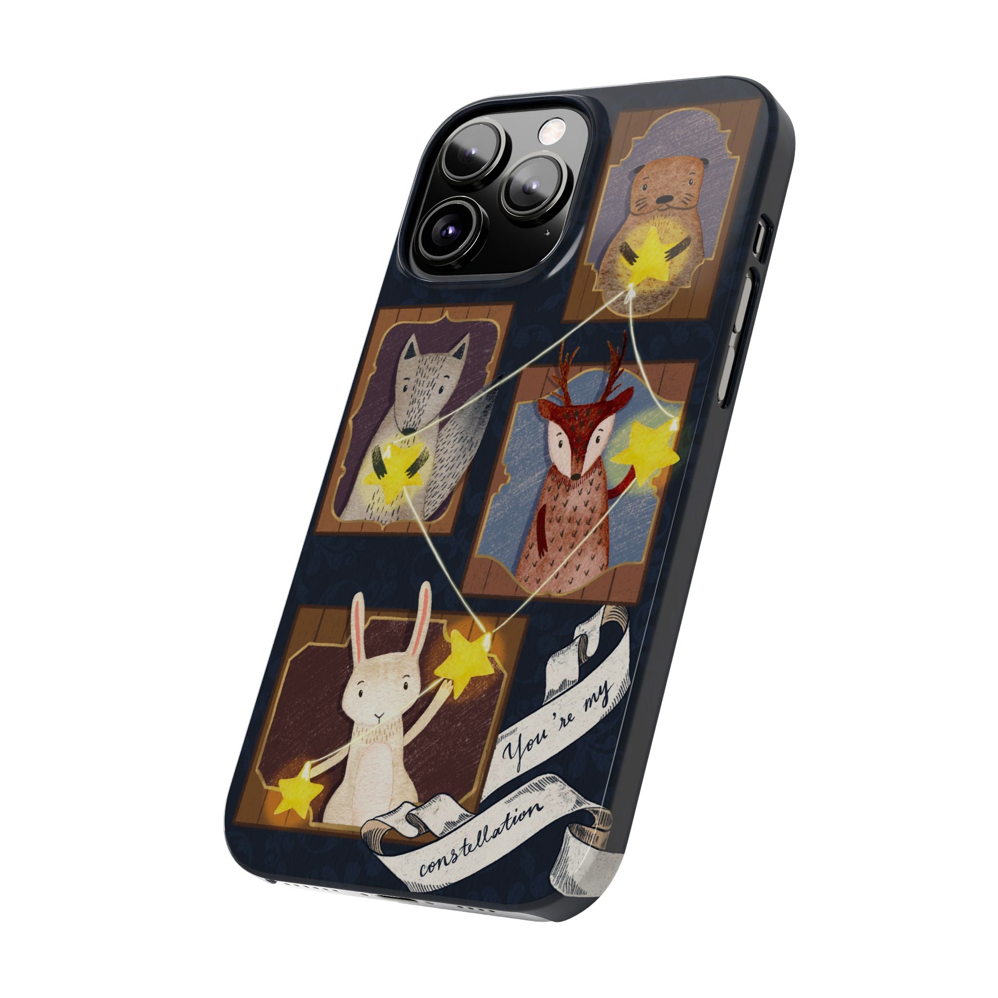 Constellation Friends Slim Case, Woodland Portrait iPhone Cover, Star Collector Design, Cute Kawaii Gift, Phone 8 9 X XR 11 12 13 14 15 16