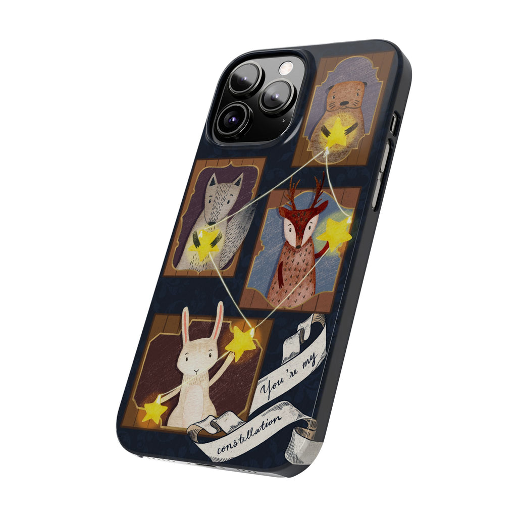 Constellation Friends Slim Case, Woodland Portrait iPhone Cover, Star Collector Design, Cute Kawaii Gift, Phone 8 9 X XR 11 12 13 14 15 16