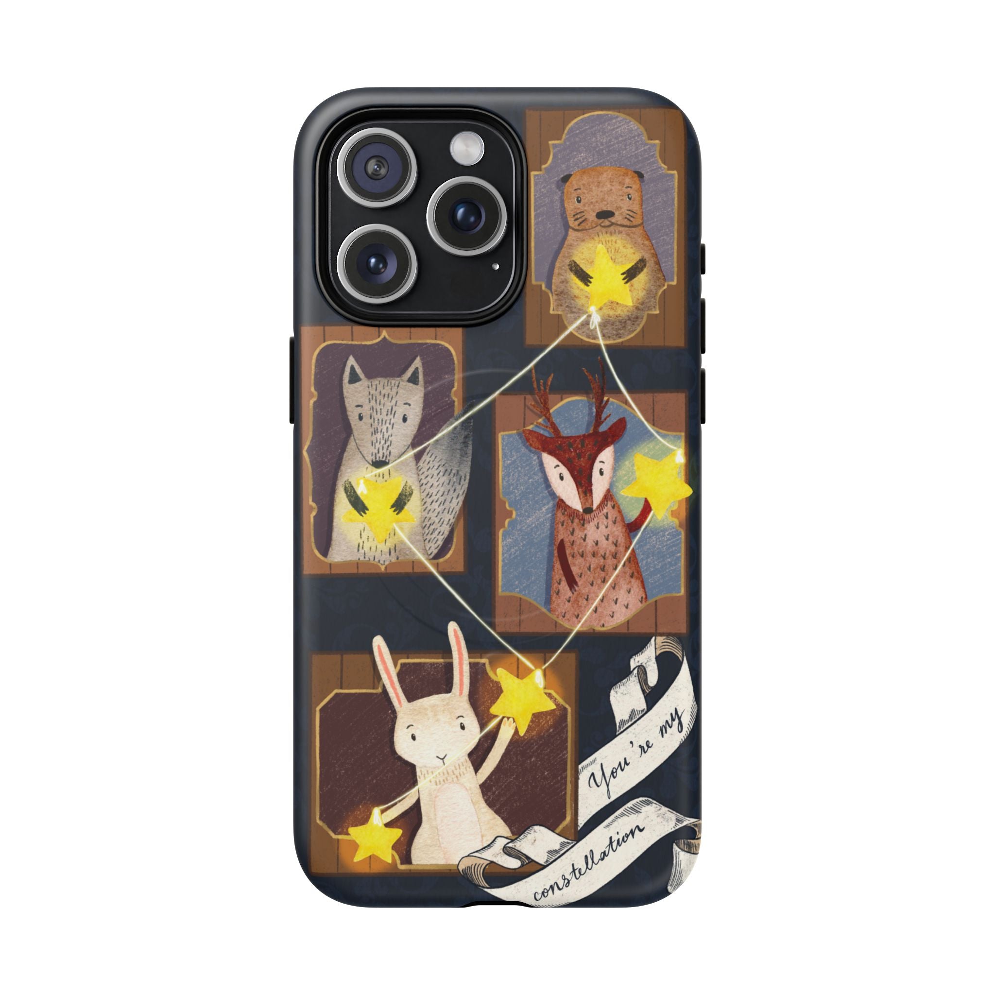 Celestial Animal Stars iPhone Case, Tough Magnetic Cover, Nature Theme, Unique Cute Animal Gifts, iPhone 14 15 16 pro max