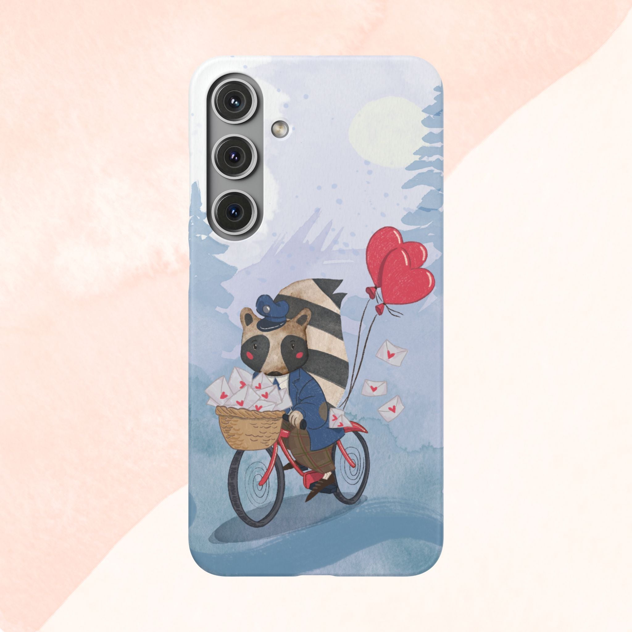 Whimsical Animal Snap Case with Love Balloons, Cute Phone Case, Valentine's Day Gift, Animal Lover Accessory, Creative Phone Cover