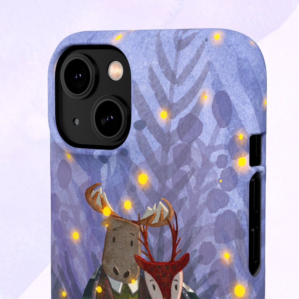 Whimsical Animal Lovers Snap Cases - Cozy Phone Protection, Gift for Nature Lovers, Holiday Decor, Cute Character Design, Animal Couple