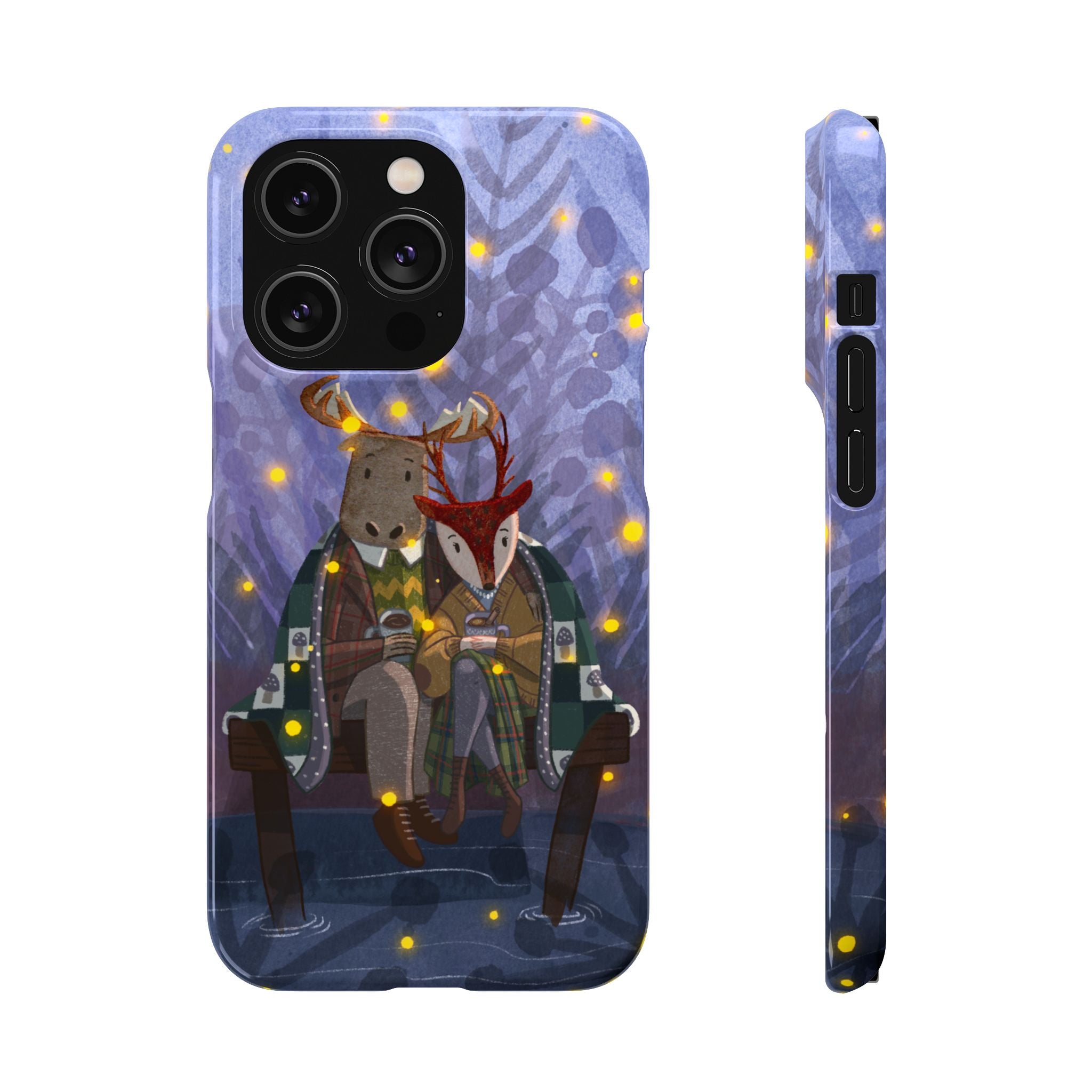 Whimsical Animal Lovers Snap Cases - Cozy Phone Protection, Gift for Nature Lovers, Holiday Decor, Cute Character Design, Animal Couple