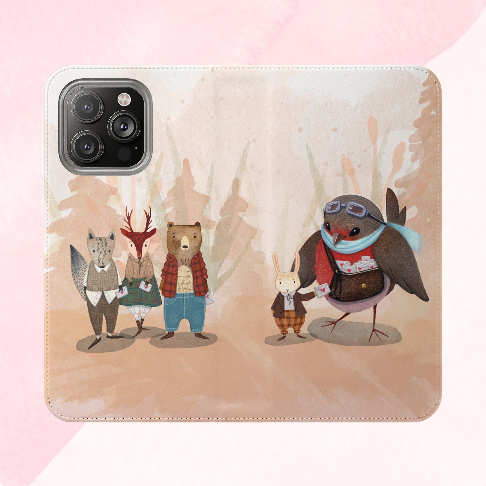 Whimsical Animal Flip Cases for Phones, Cute Woodland Creatures, Forest Friends Phone Cover, Animal Lover Gift, Phone Wallet