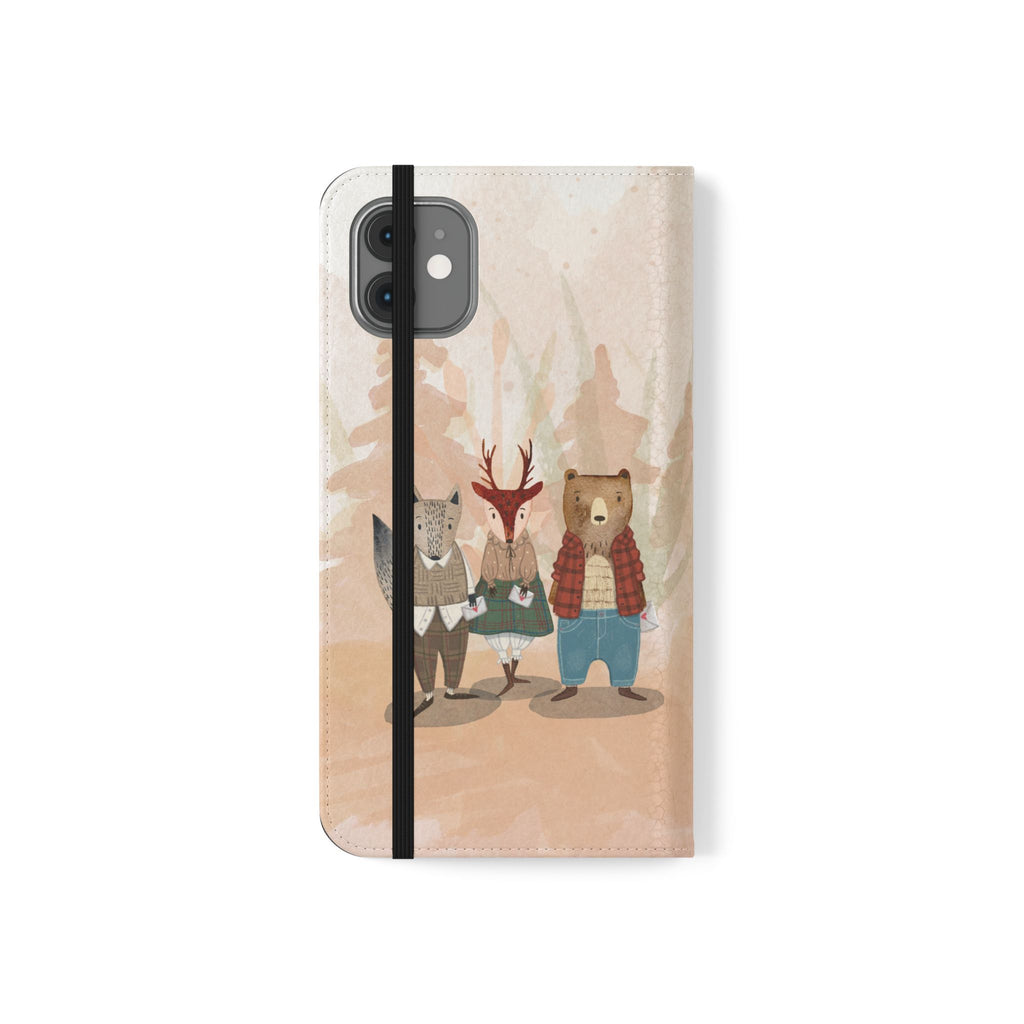 Whimsical Animal Flip Cases for Phones, Cute Woodland Creatures, Forest Friends Phone Cover, Animal Lover Gift, Phone Wallet